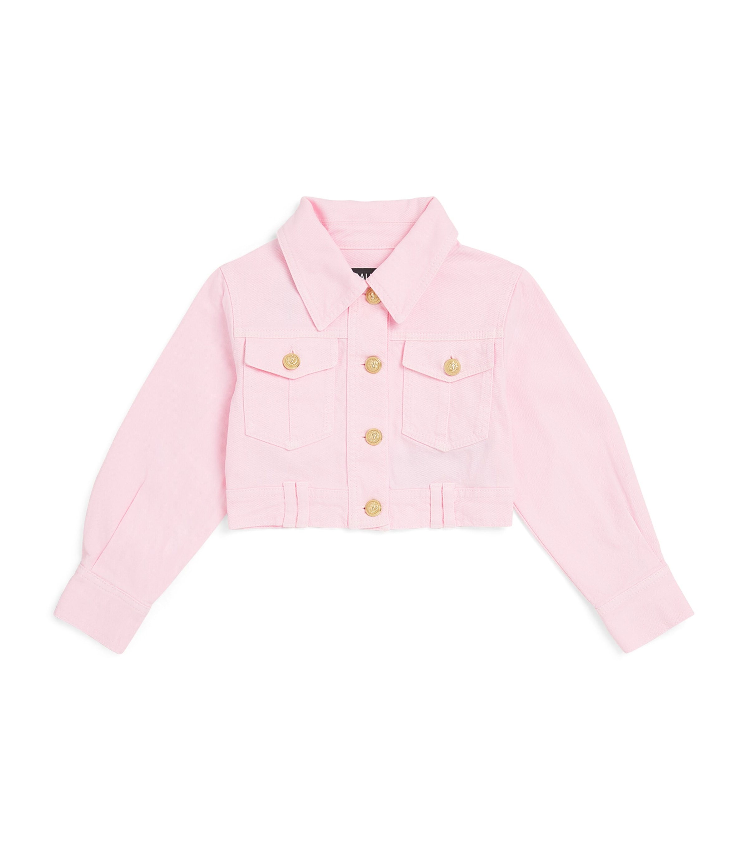 Balmain Kids Button-Detail Denim Jacket (4-13 Years) Rosa Chiaro Image 1