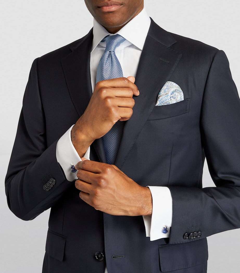 Rhodium-Plated Sodalite Duck Cufflinks SILVER/ BLUE Image 5