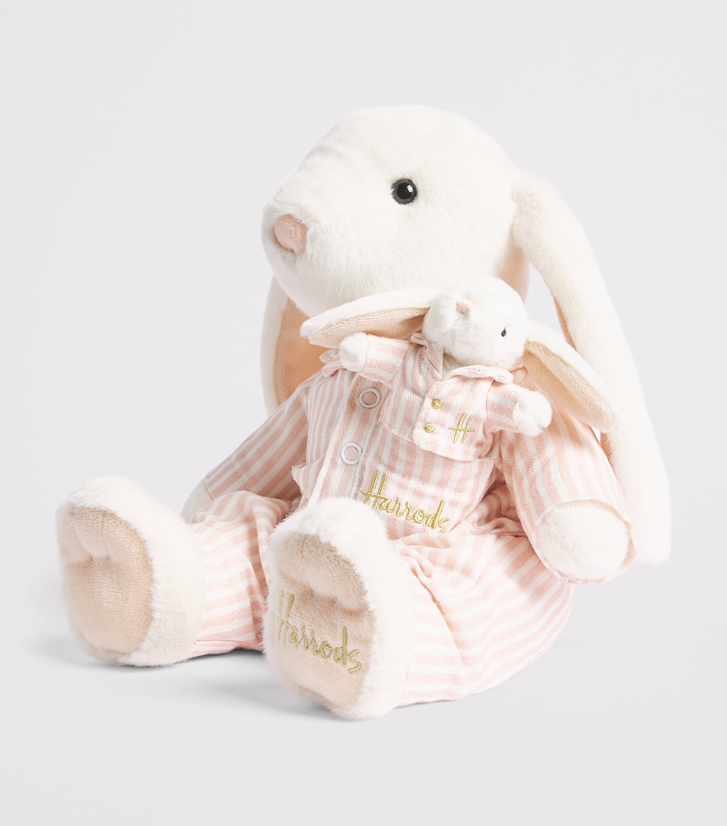 Harrods Stripe Pyjamas Bunny (22cm) Pink Image 2