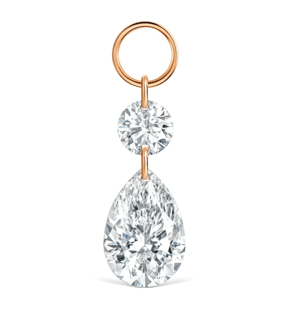 Grand Floating Double Diamond Single Earring ROSE GOLD Image 1