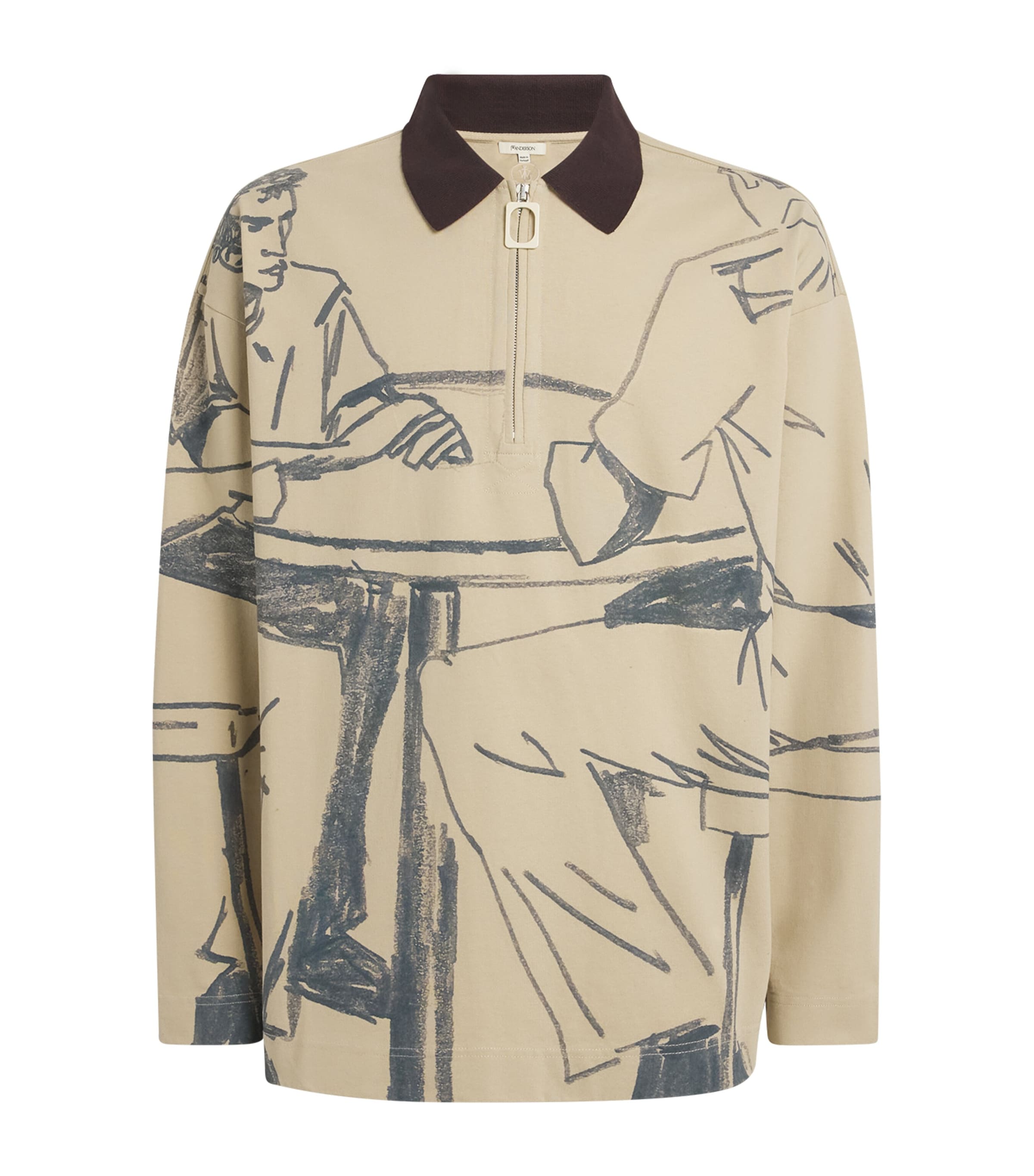 Jw Anderson Mens Nougat Embroidered-logo Graphic-pattern Cotton-jersey Polo Shirt Xl In Neutral