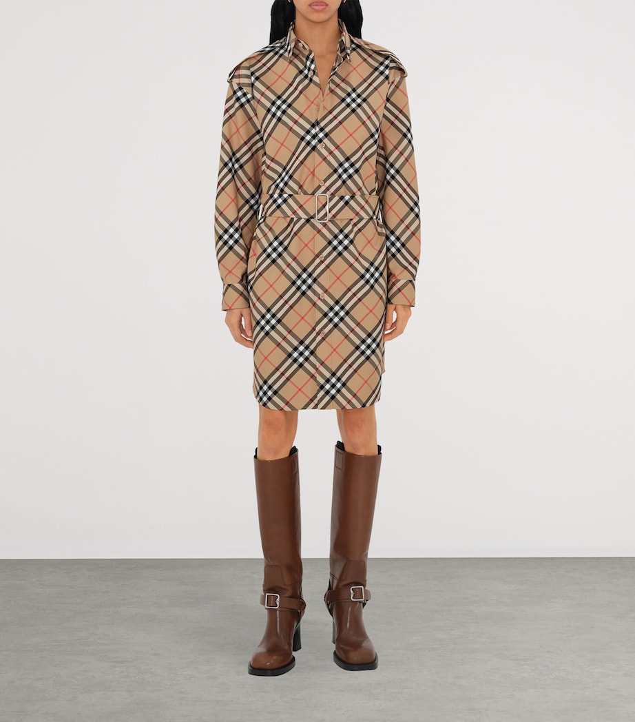 Cotton Check Shirt Dress SAND IP CHECK Image 2
