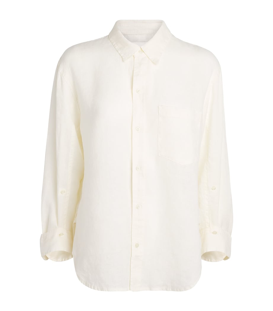 Citizens of Humanity Womens Linen Shrunken Kayla Shirt Vanilla Cream Image 1