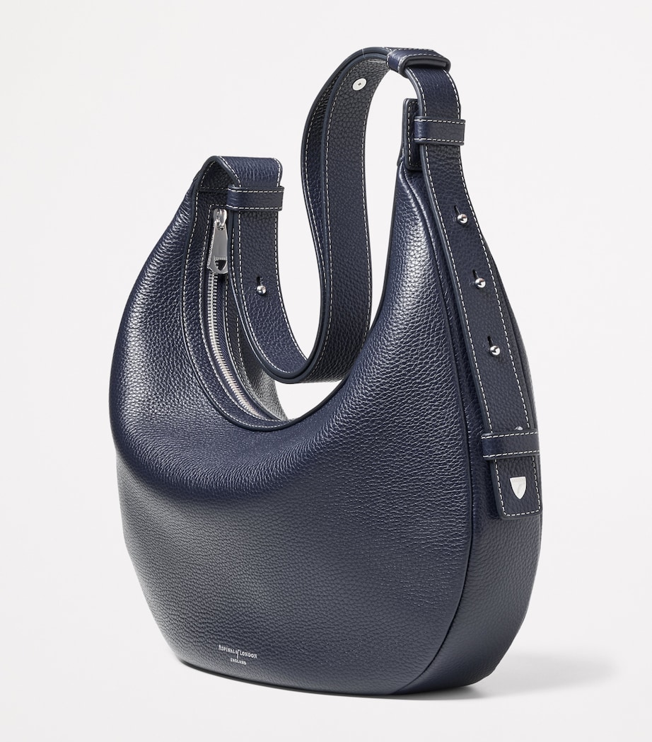 Leather Hudson Crescent Cross-Body Bag NAVY Image 3