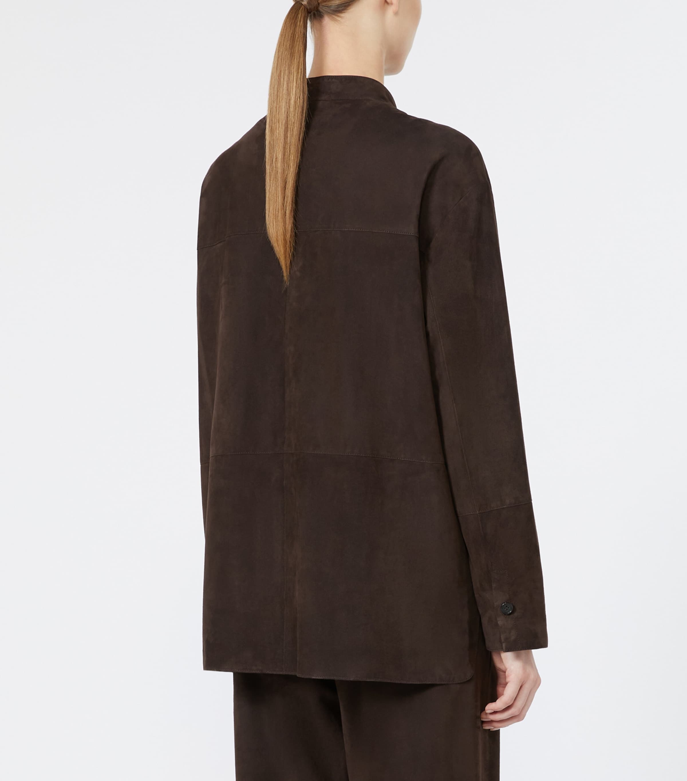 Max Mara Womens Suede Stand-Collar Jacket Brown Image 4