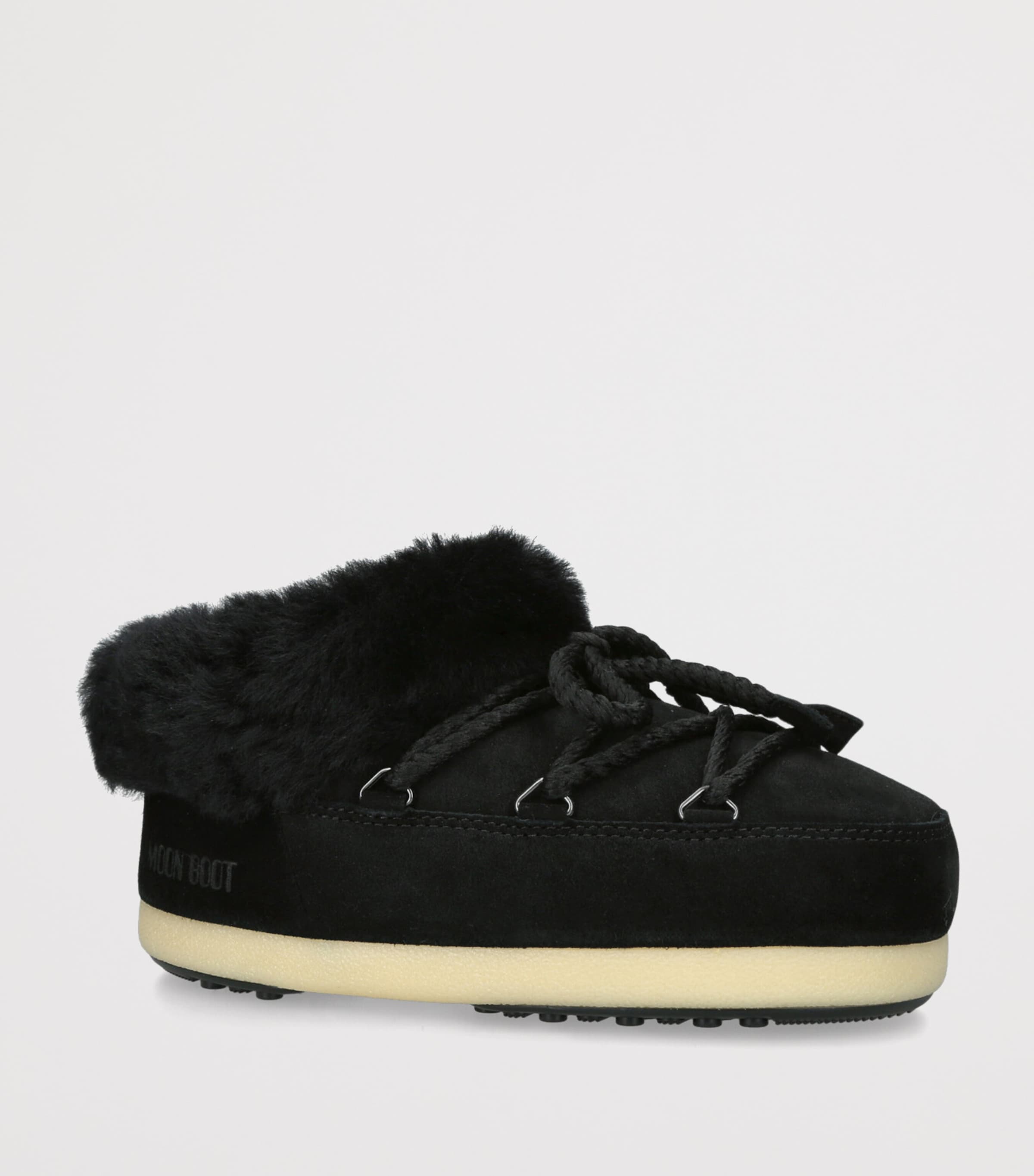 Suede Shearling-Trim EVX Mules BLACK/COMB Image 3