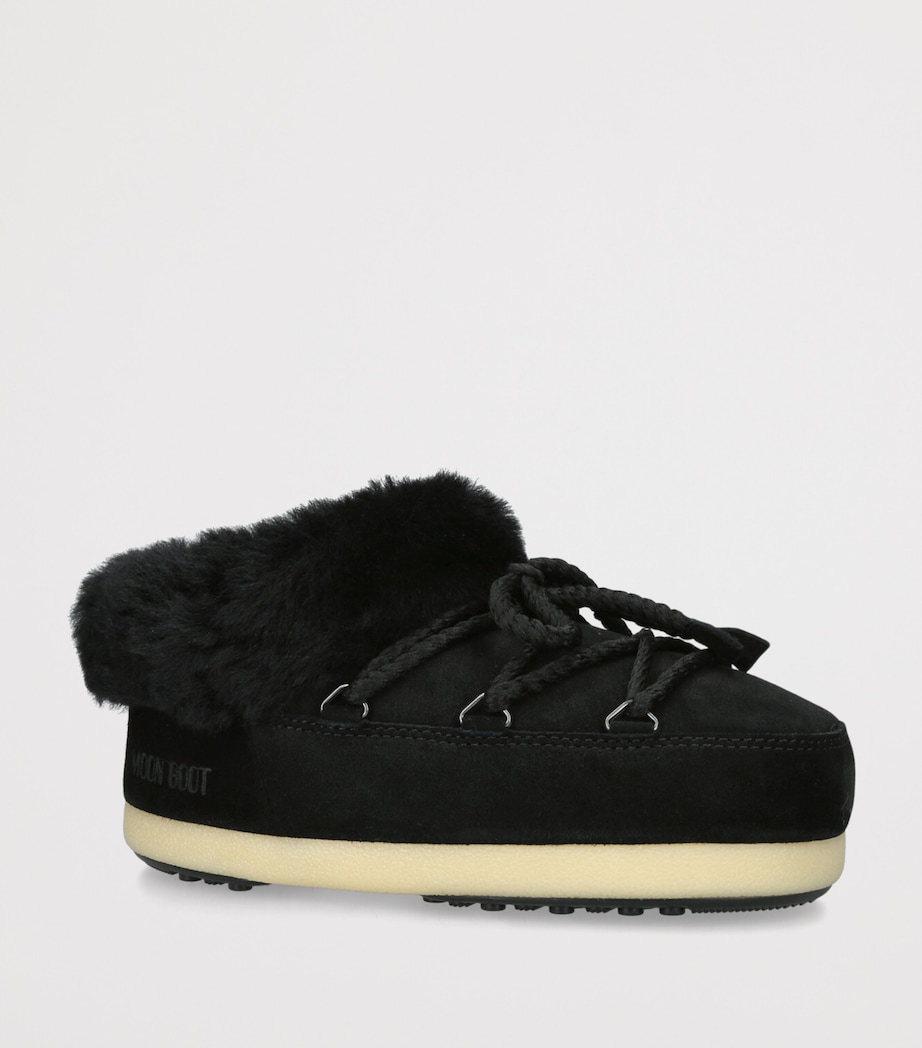 Suede Shearling-Trim EVX Mules BLACK/COMB Image 3