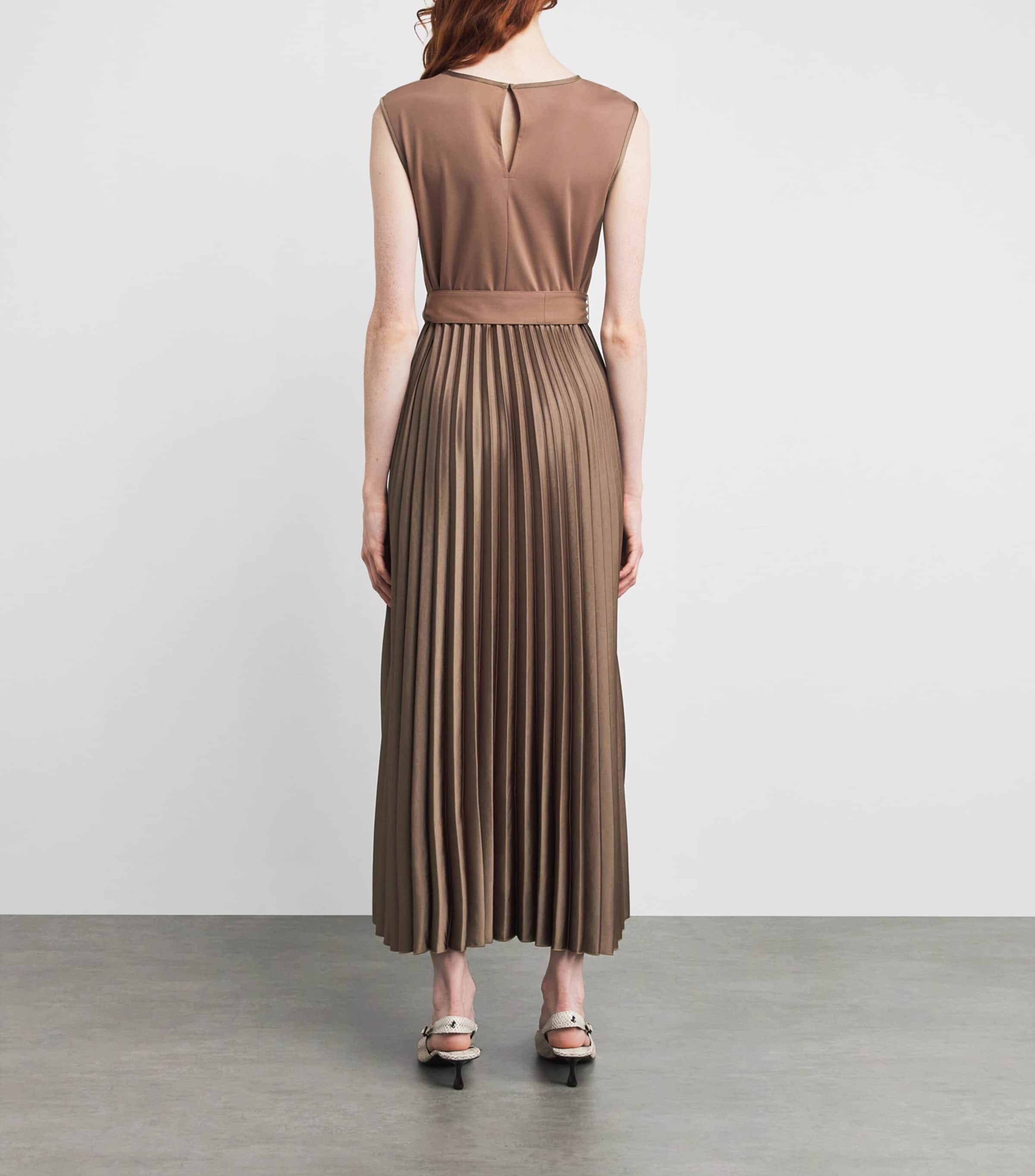 Jersey Pleated Midi Dress BROWN Image 3