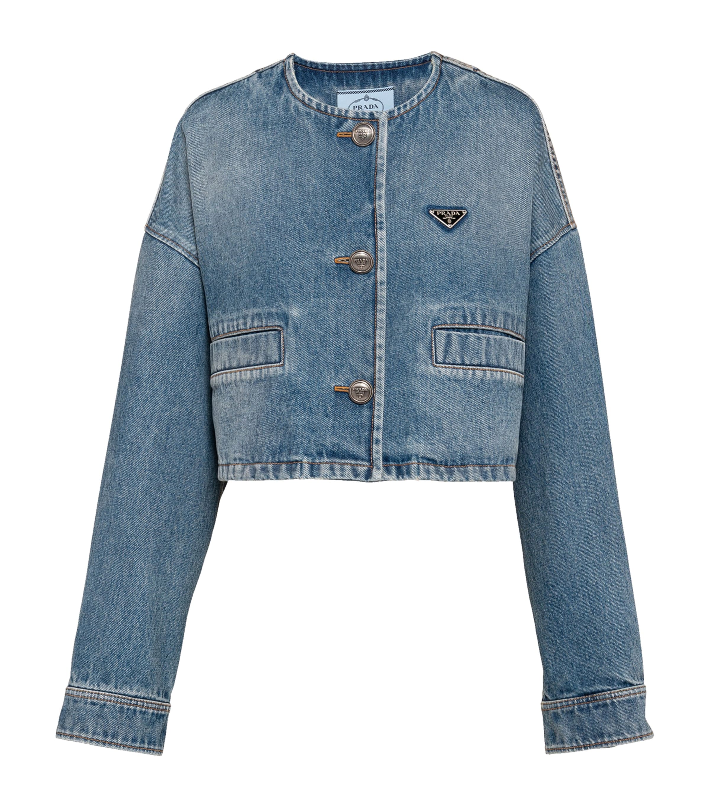 Denim Collarless Jacket F0BAU Image 1