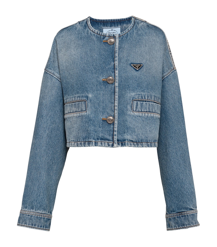 Denim Collarless Jacket F0BAU Image 1