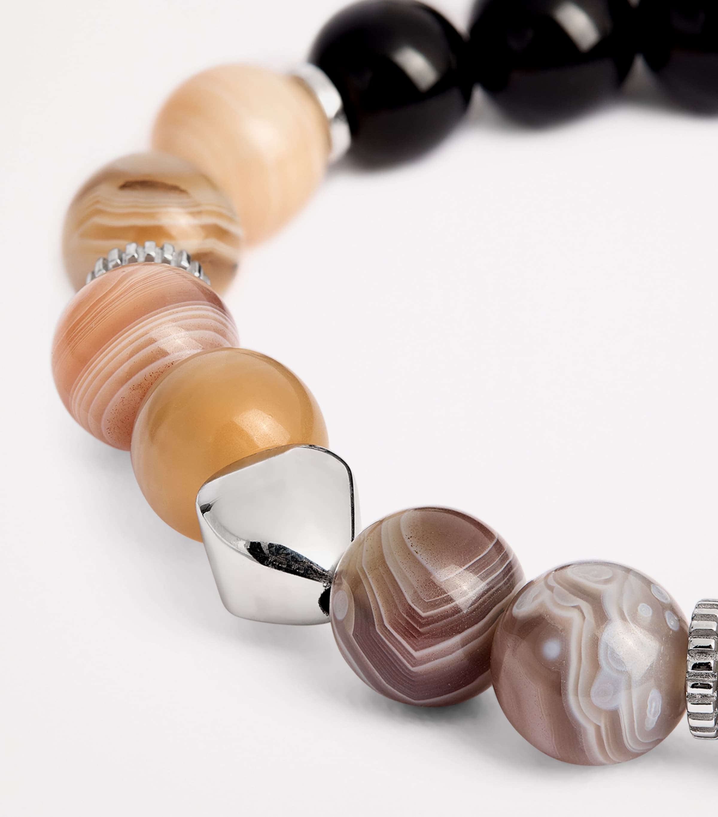 Rhodium Silver and Botswana Agate Bracelet BLACK Image 4