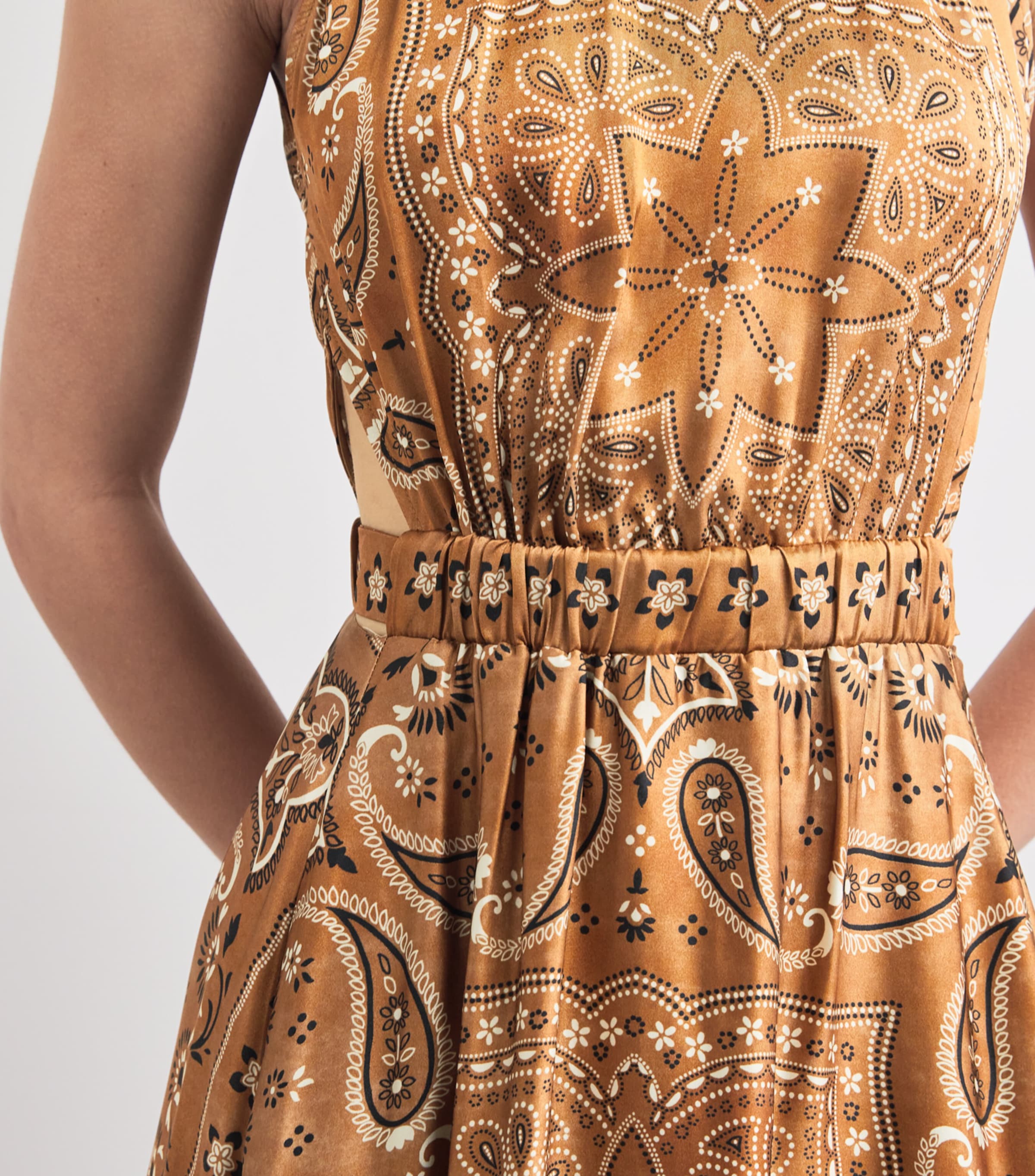Sandro Paris Womens Bandana Print Midi Dress Brown / Black Image 5
