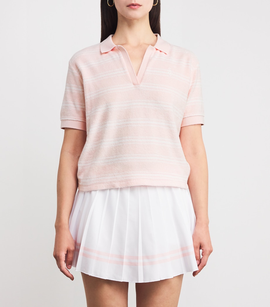 Cotton Terry Polo Shirt PINK DOLPHIN STRIPED Image 3