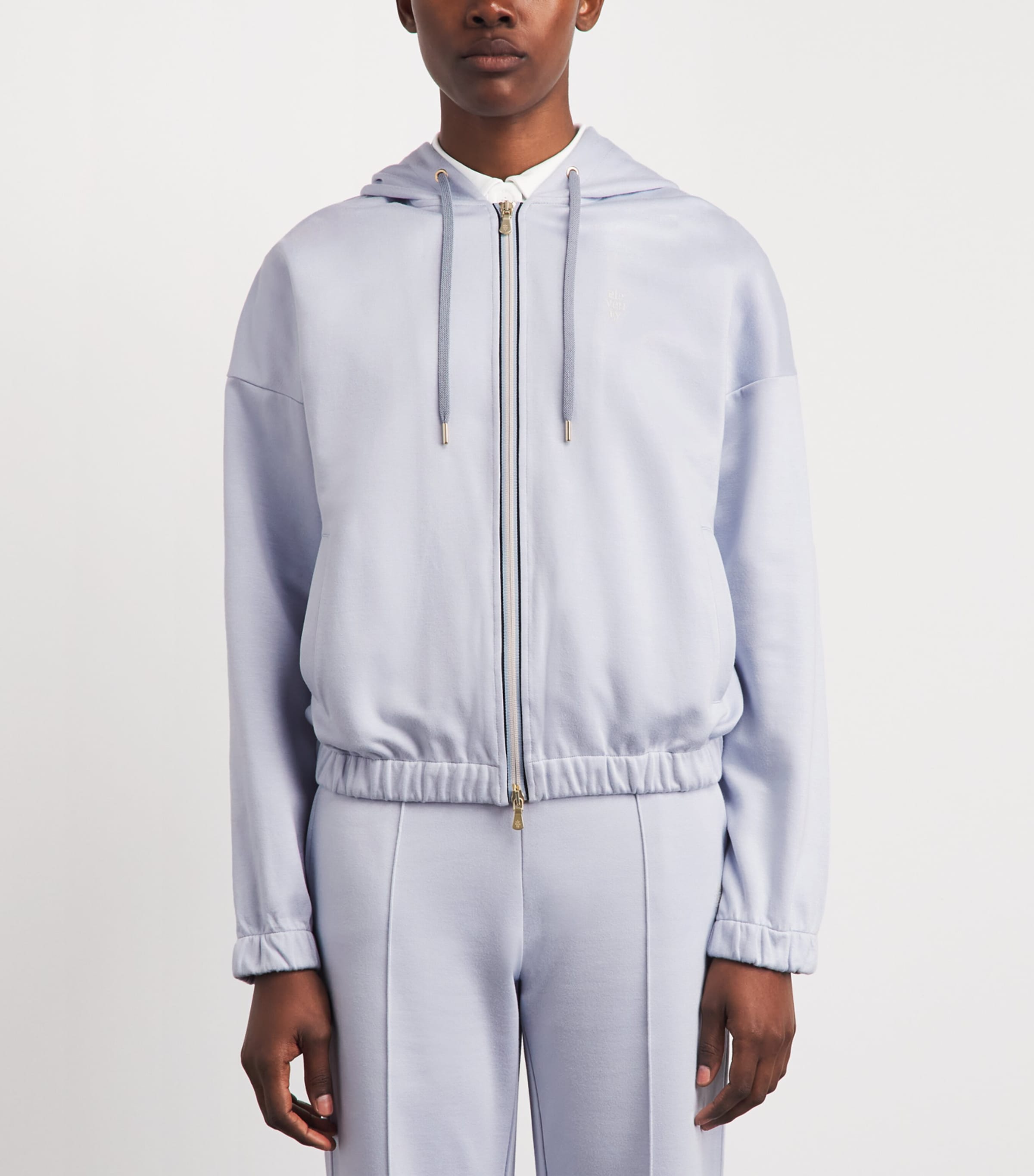 Eleventy Womens Cotton-Blend Zip-Up Hoodie Nuvola Image 4