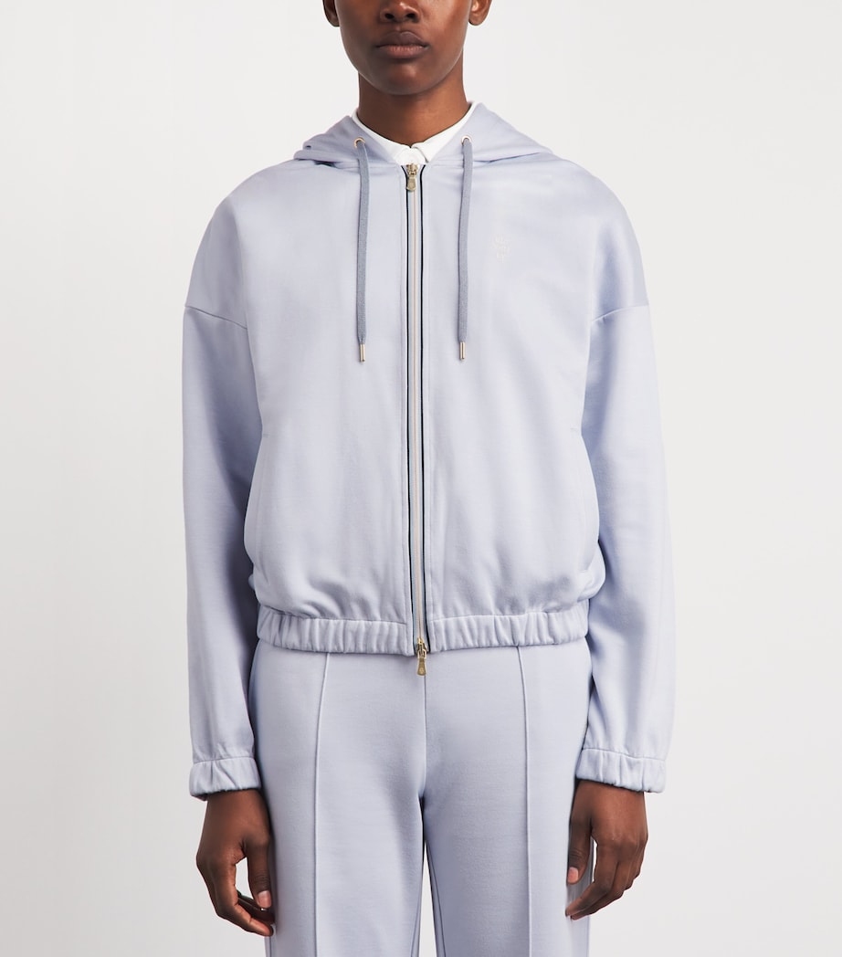 Eleventy Womens Cotton-Blend Zip-Up Hoodie Nuvola Image 4
