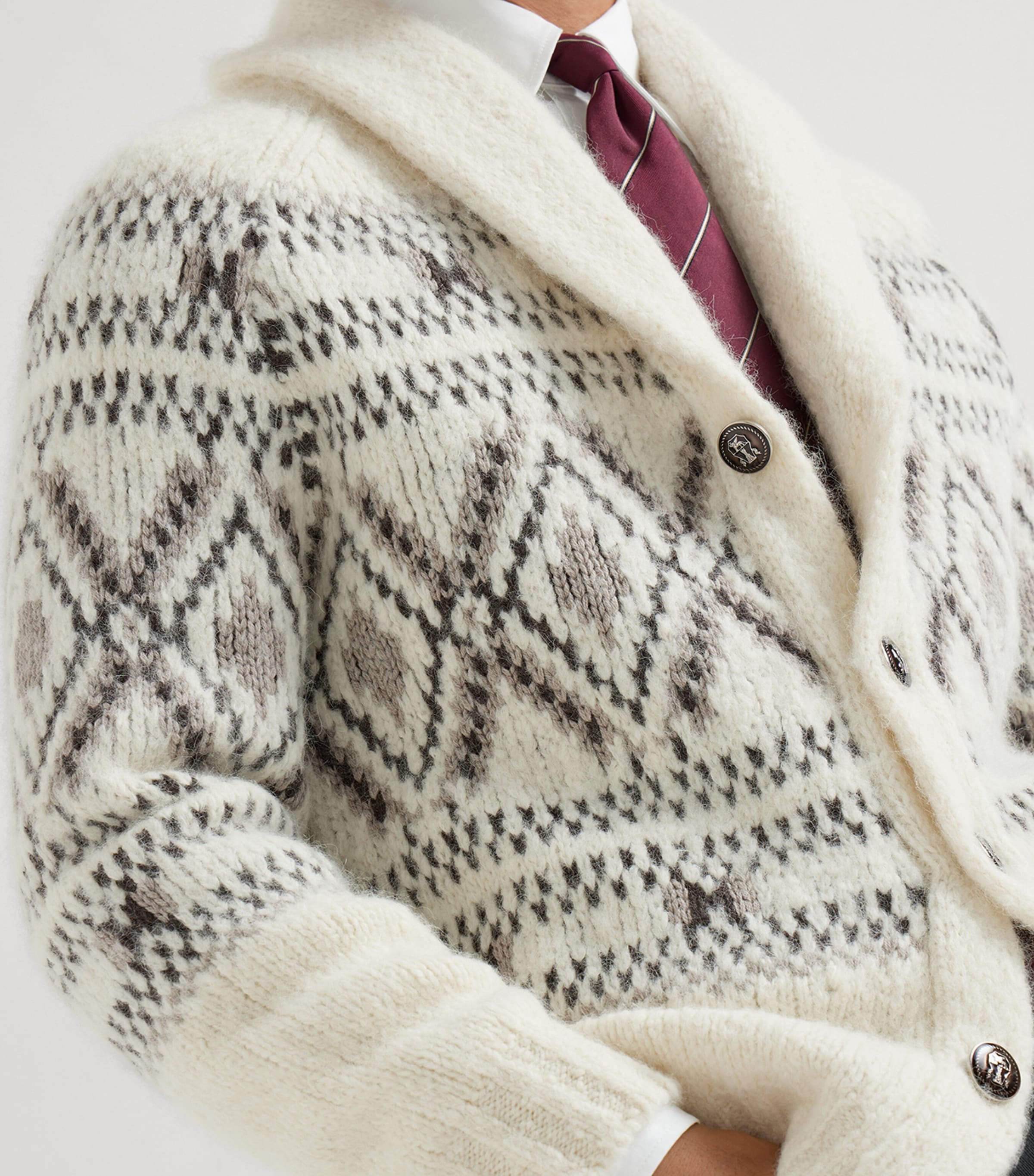 Alpaca-Wool-Cashmere Jacquard Cardigan CLO13 Image 6