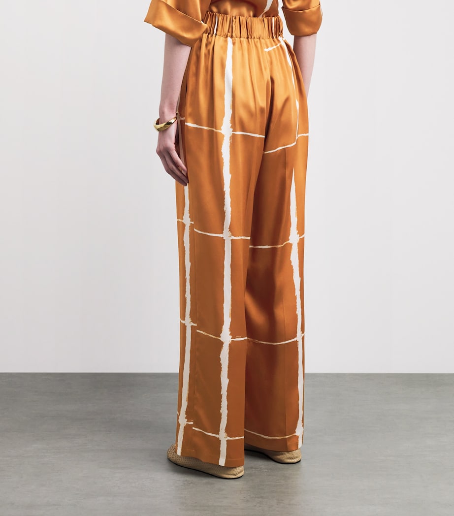 Kiton Womens Silk Printed Trousers Leather/white Image 5