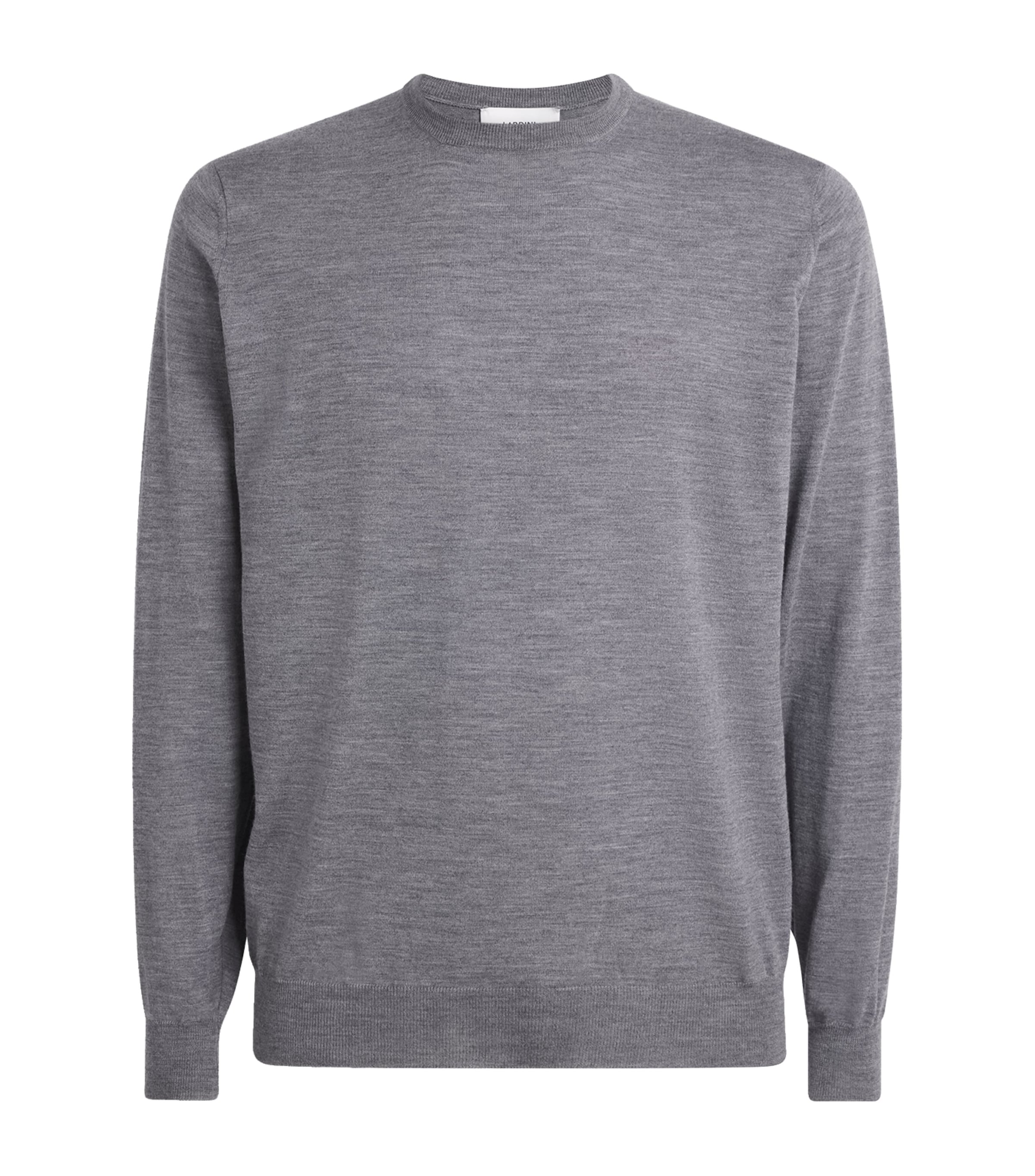 Virgin Wool Crew-Neck Sweater 930-GREY Image 1