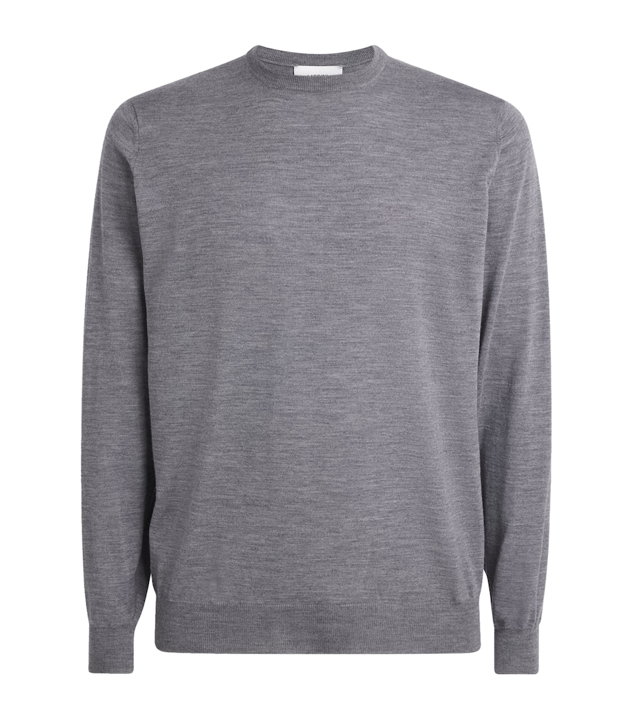 Virgin Wool Crew-Neck Sweater 930-GREY Image 1