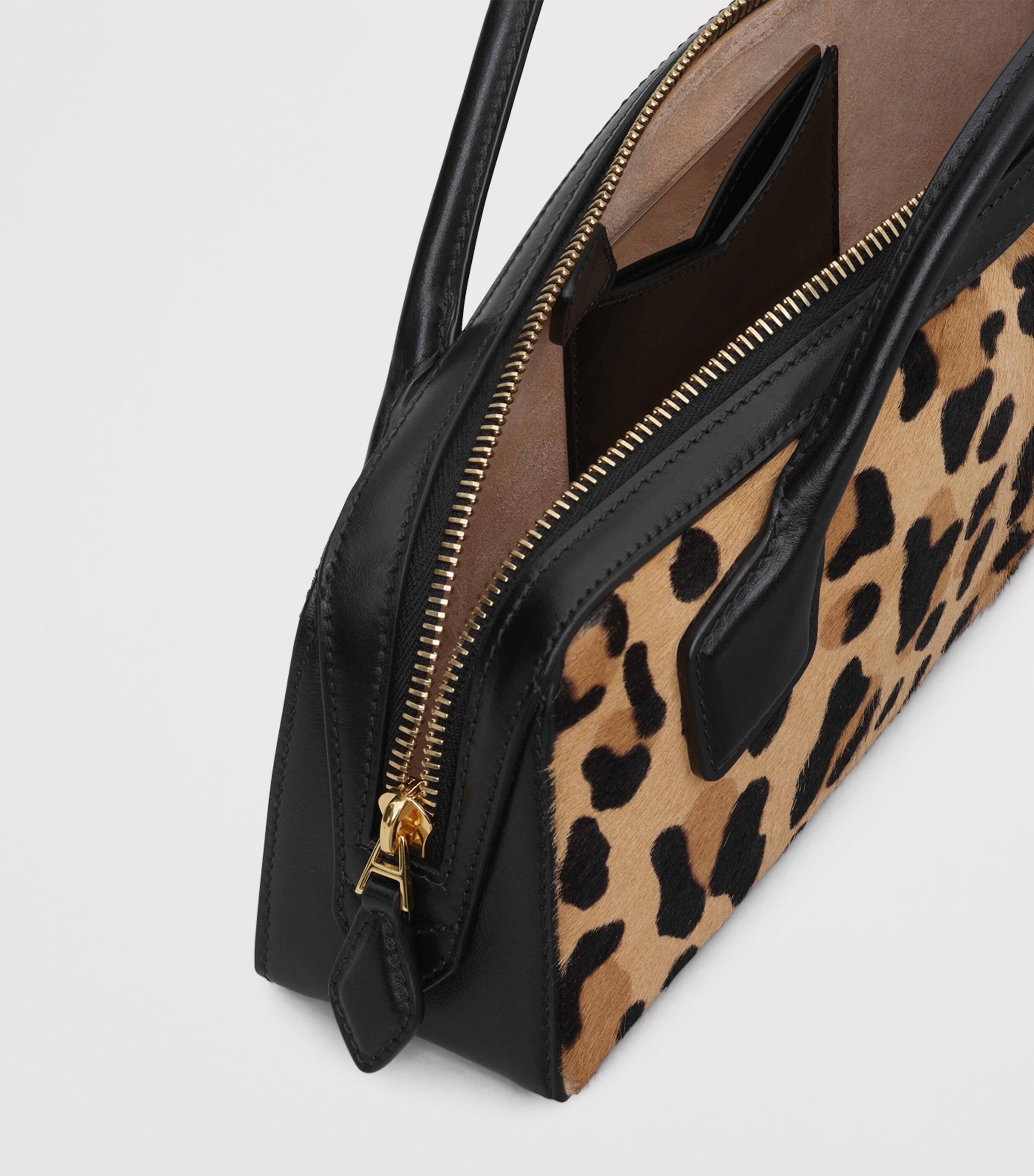 Leather Leopard Print Le Teckel Clutch Bag BRUN SEPIA Image 4