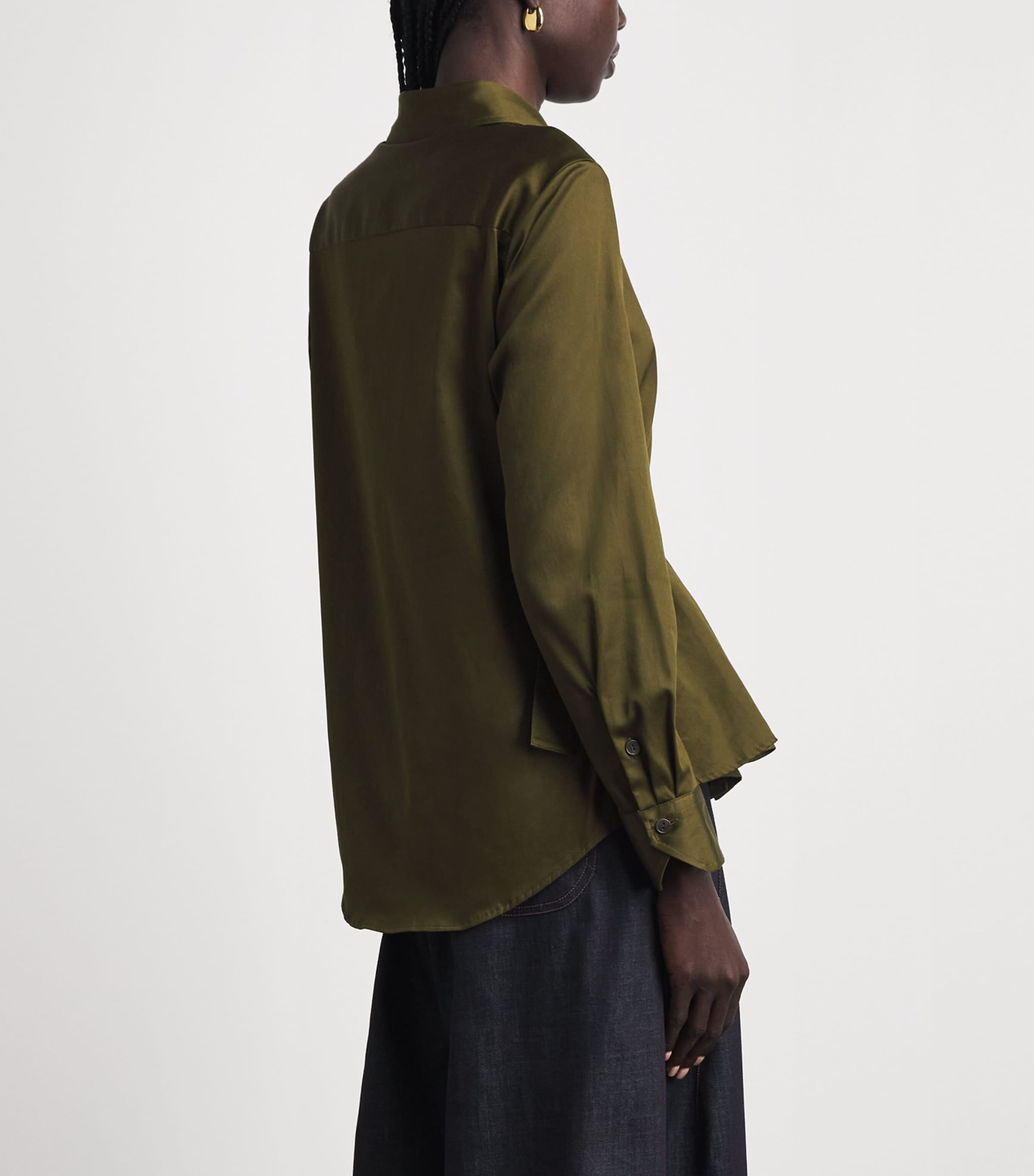 Palmer//Harding Womens Sateen Cotton Twisted Shirt Green Cotton Sateen Image 5