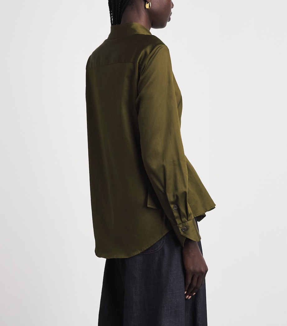 Palmer//Harding Womens Sateen Cotton Twisted Shirt Green Cotton Sateen Image 5