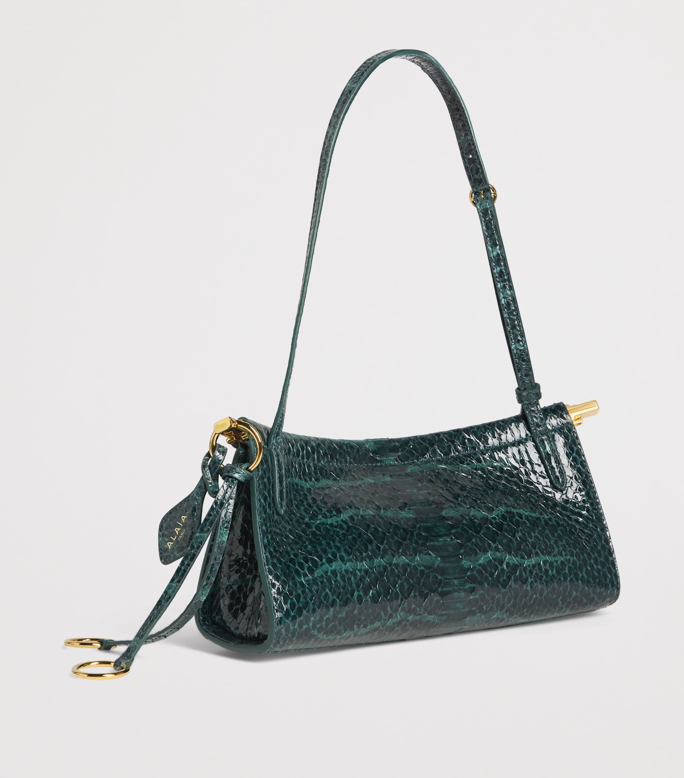 Alaïa Small Snakeskin Le Click East West Shoulder Bag Bleu Paon Image 2
