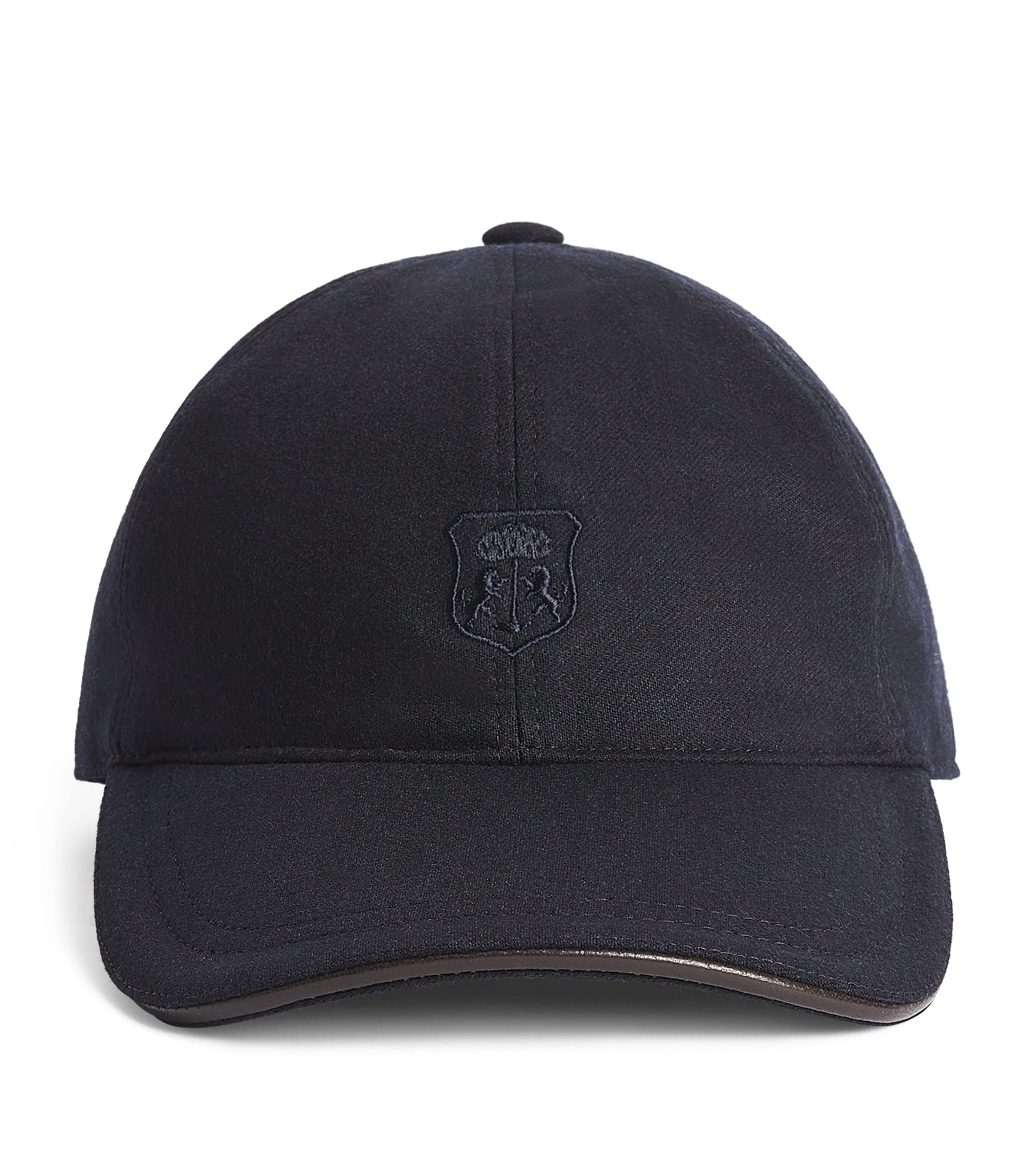 Corneliani Wool-blend Crest Baseball Cap In Blue