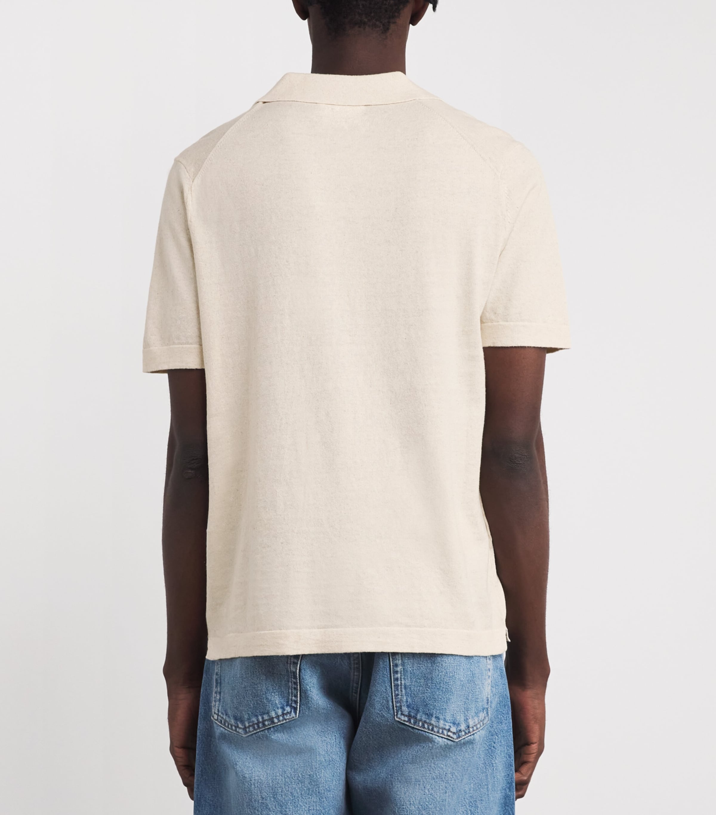 NN.07 Mens Cotton-Linen Ryan Polo Shirt Oat Image 4