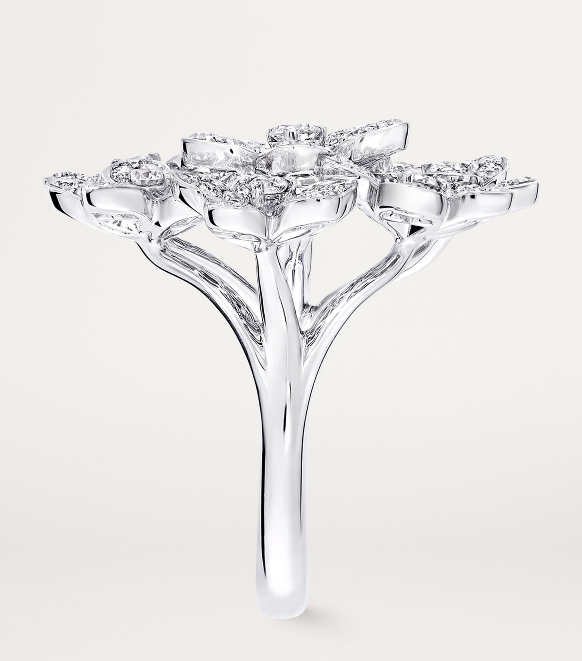 White Gold and Diamond Wild Flower Ring (One Size) WHITE GOLD Image 4