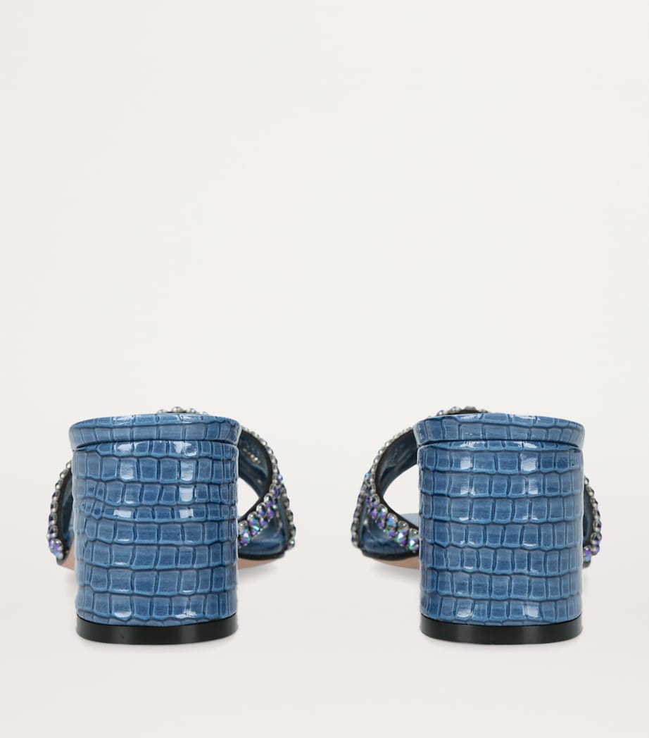 Leather Rego Heeled Mules 55 BLUE Image 2