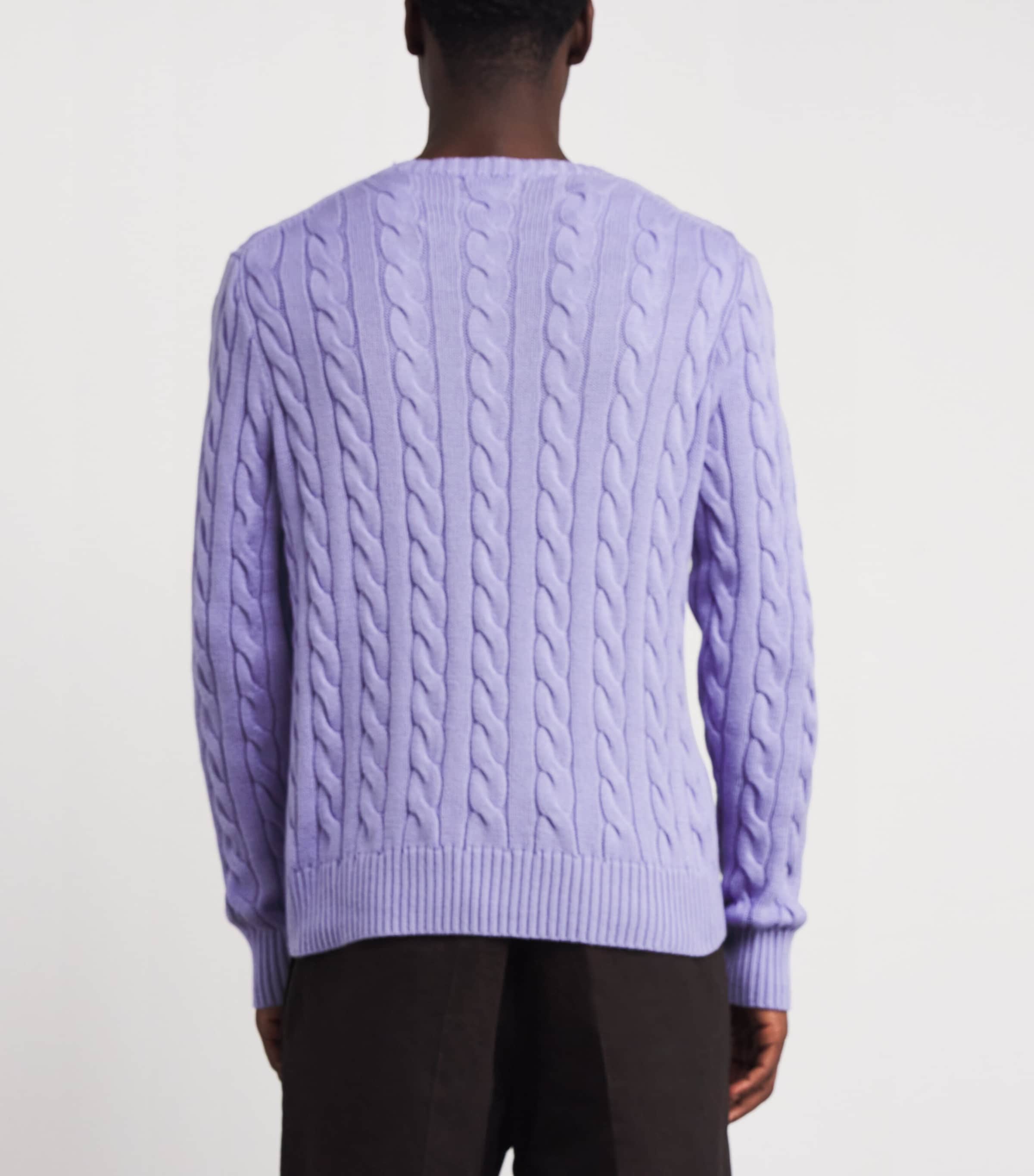 Cotton Cable-Knit Sweater SKY LAVENDAR Image 4