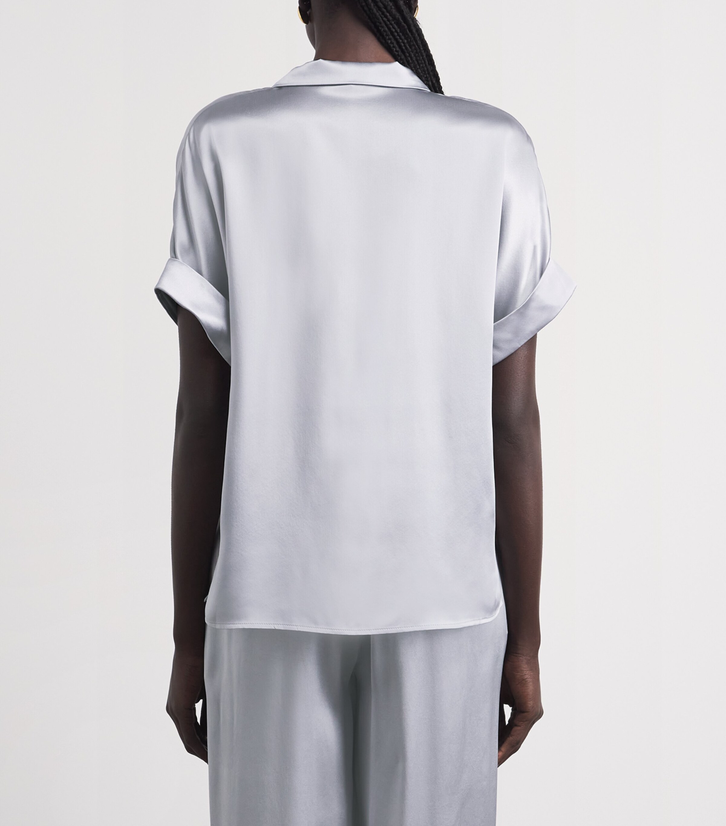 Eleventy Womens Silk Short-Sleeve Shirt Nuvola Image 5