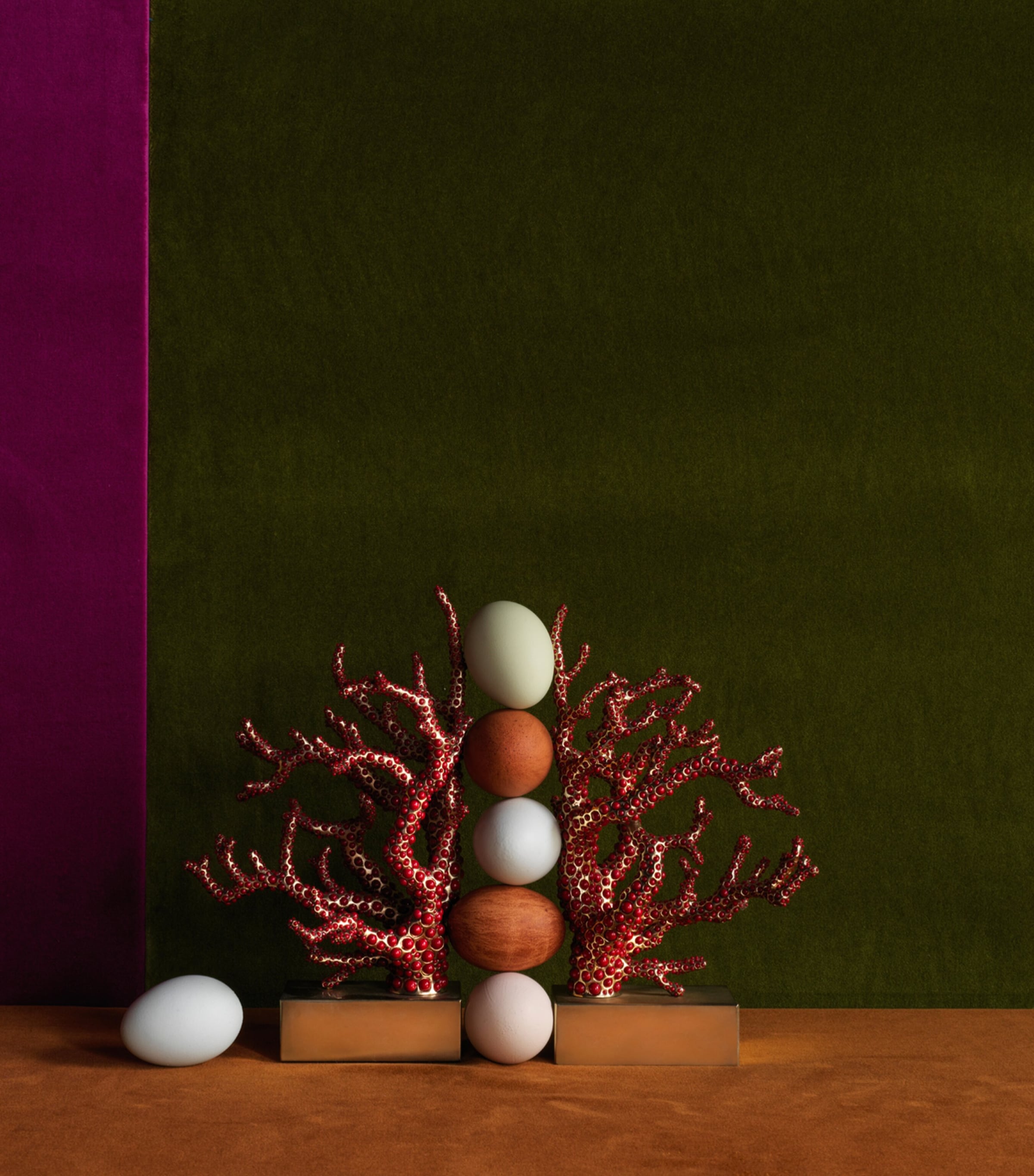 L'Objet Gold-Plated Cabochon Coral Bookend Image 4