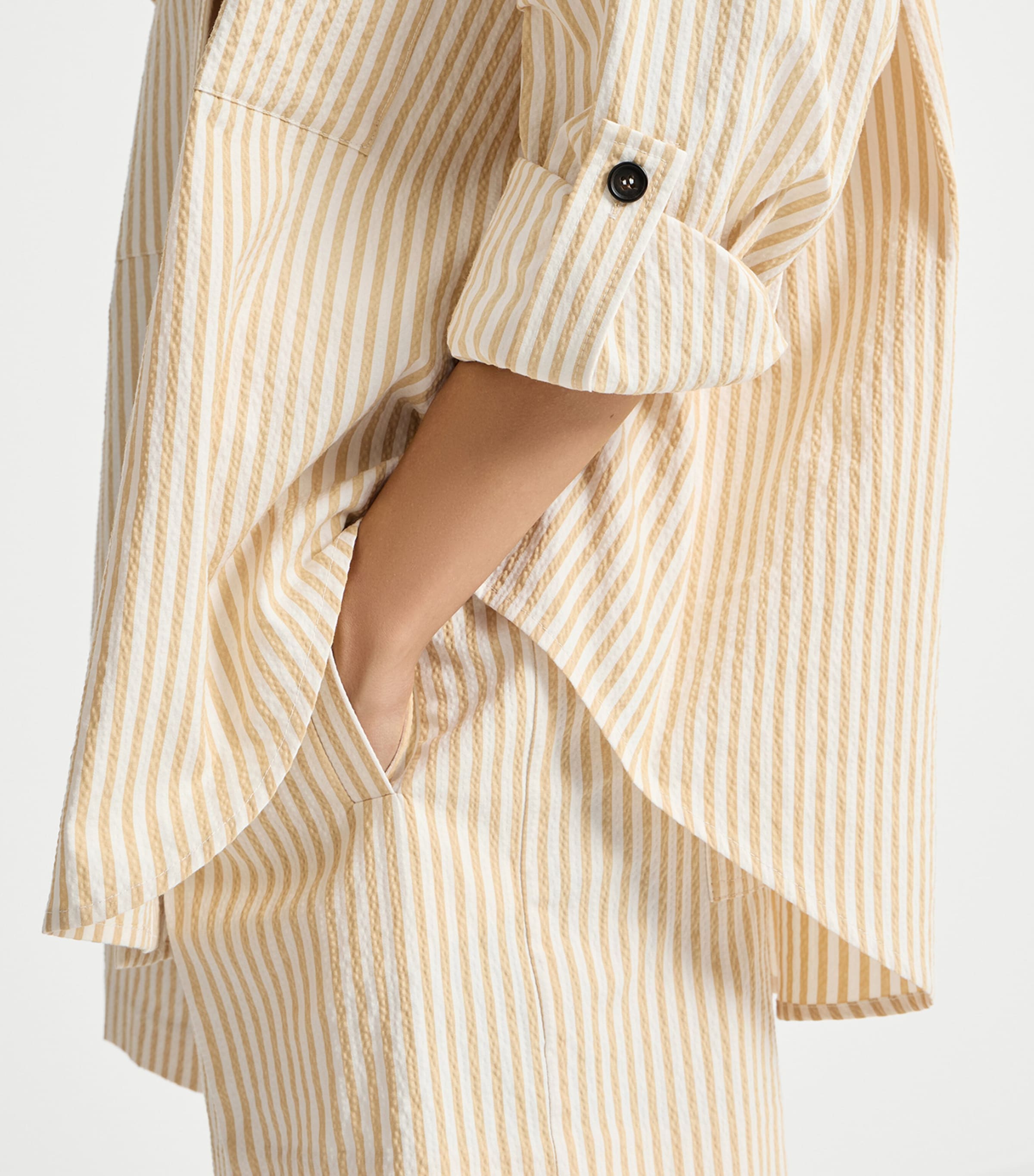Brunello Cucinelli Womens Techno-Cotton Seersucker Stripe Shirt Image 6