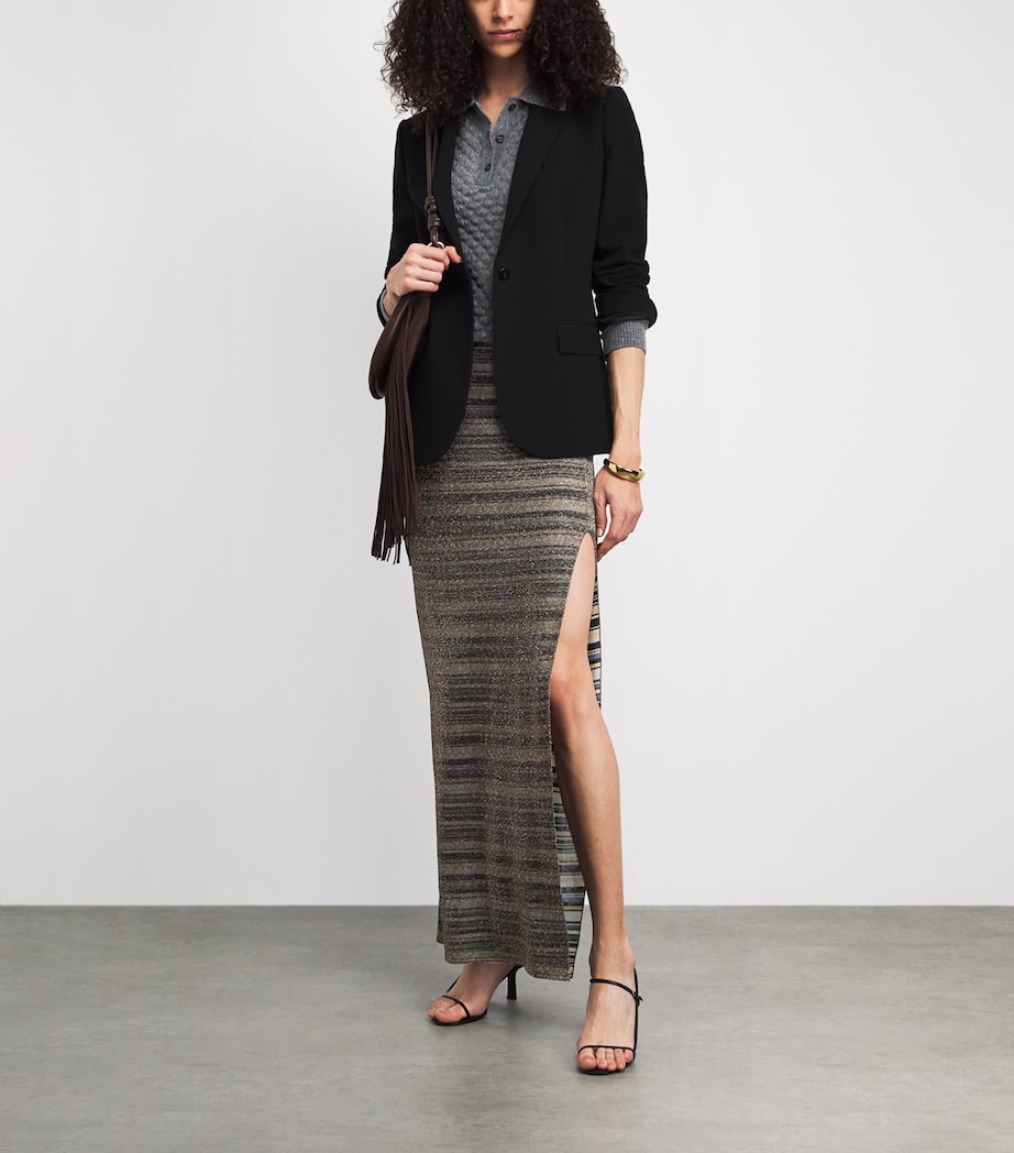 Missoni Womens Lamé Stripe Maxi Skirt Smsml Gold/ Light Image 2