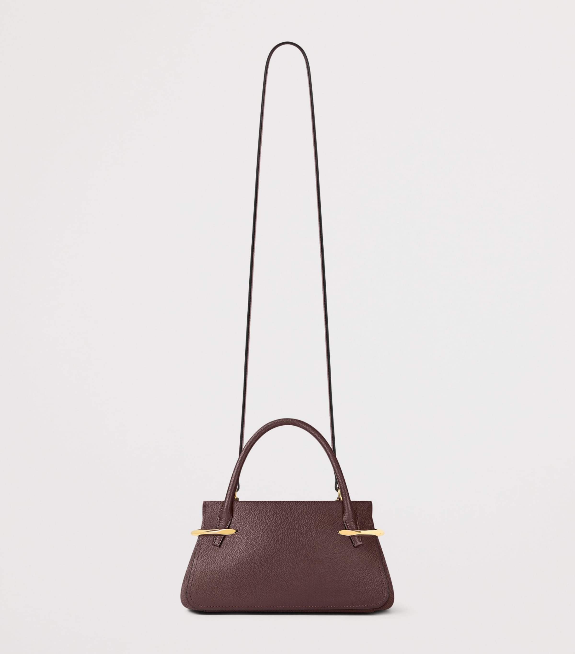 Mini Leather Pinch Top-Handle Bag EBONY BROWN Image 4
