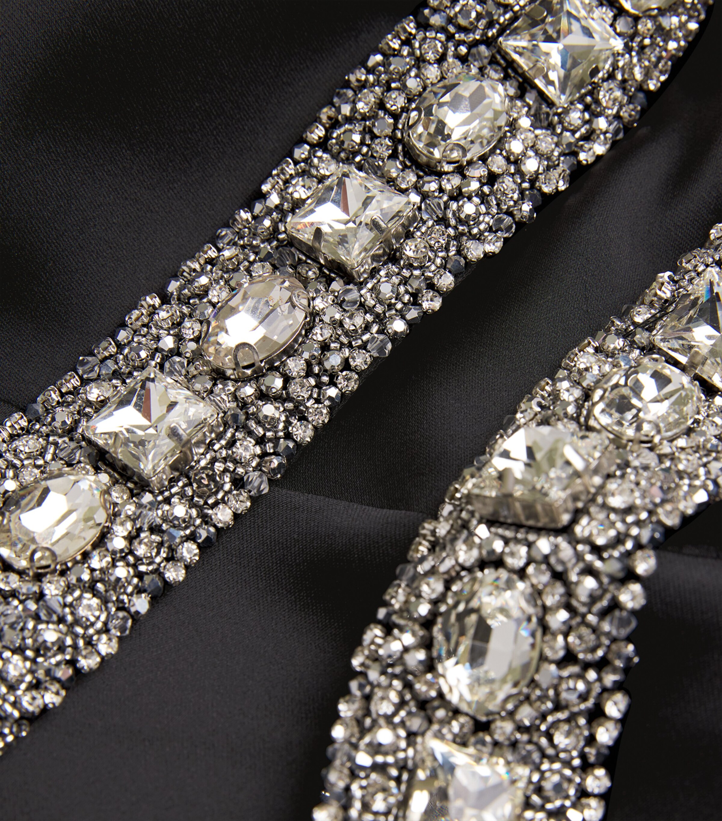 Satin Embellished Draped Gown MS0011 - BLCK / SLVR Image 5