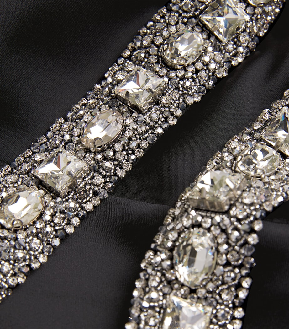 Satin Embellished Draped Gown MS0011 - BLCK / SLVR Image 5