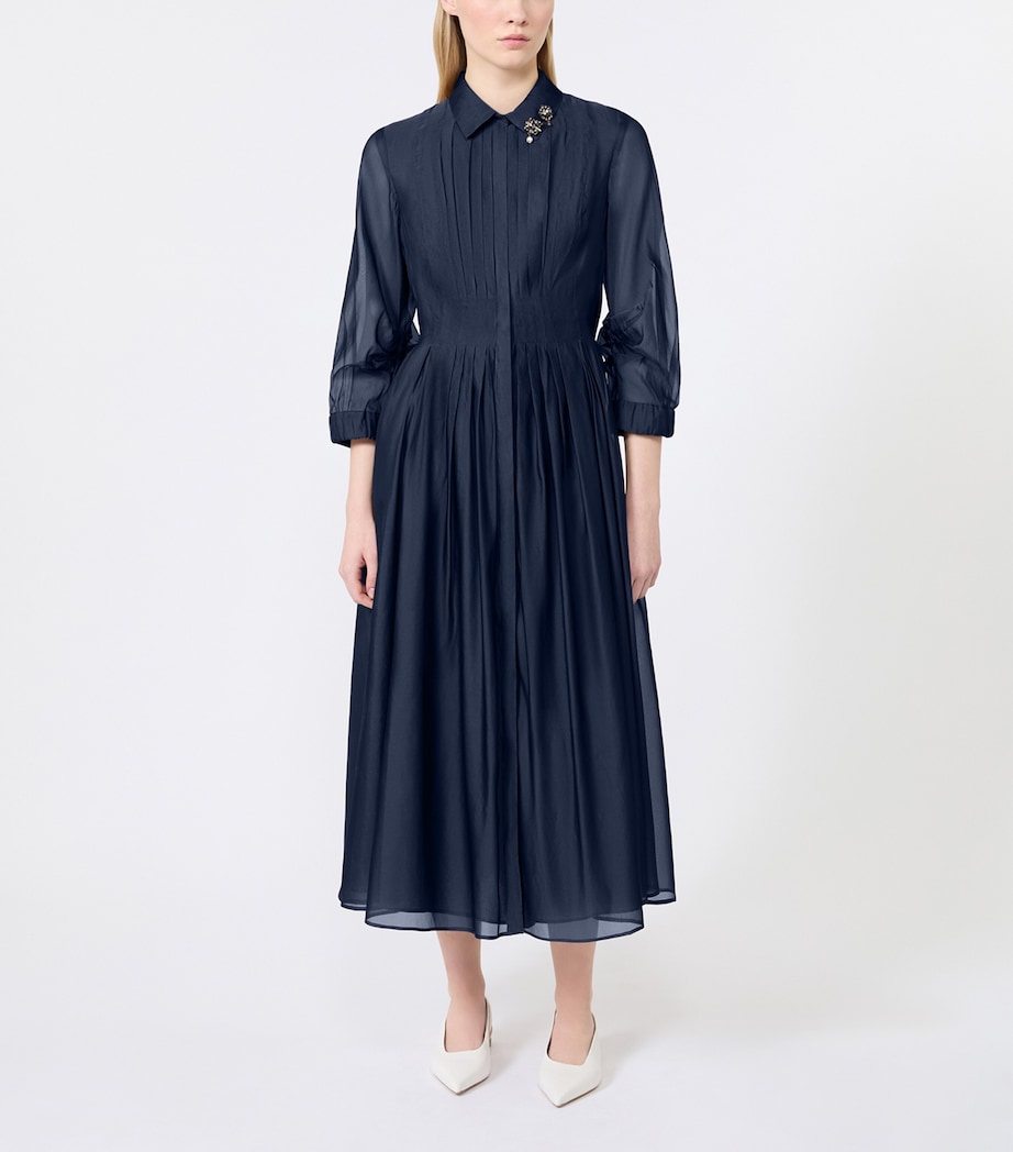 Max Mara Womens Silk-Blend Midi Shirt Dress Ultramarine Image 3
