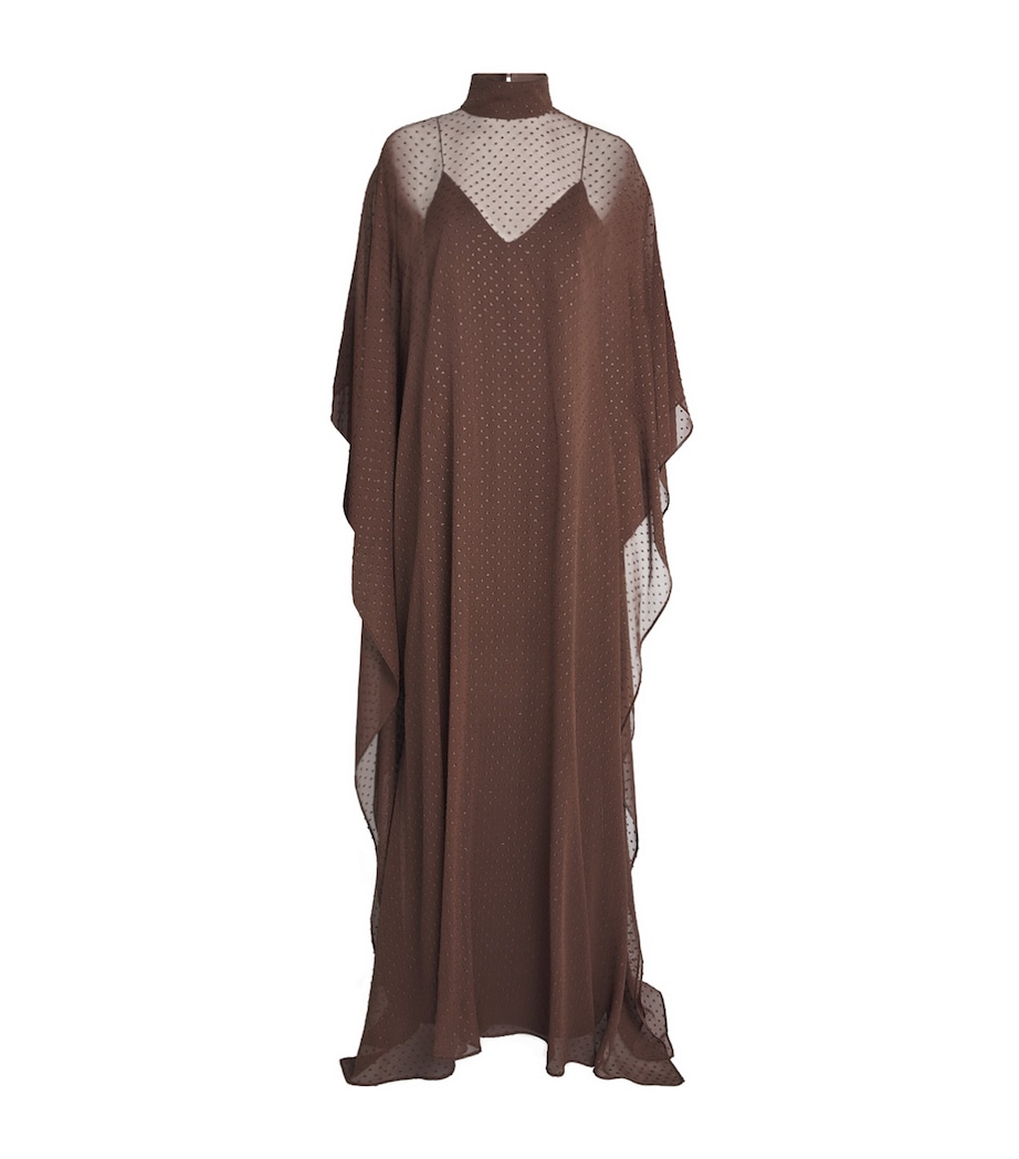 Taller Marmo Womens Silk-Blend Muscat Kaftan Maxi Dress Chocolate Image 1
