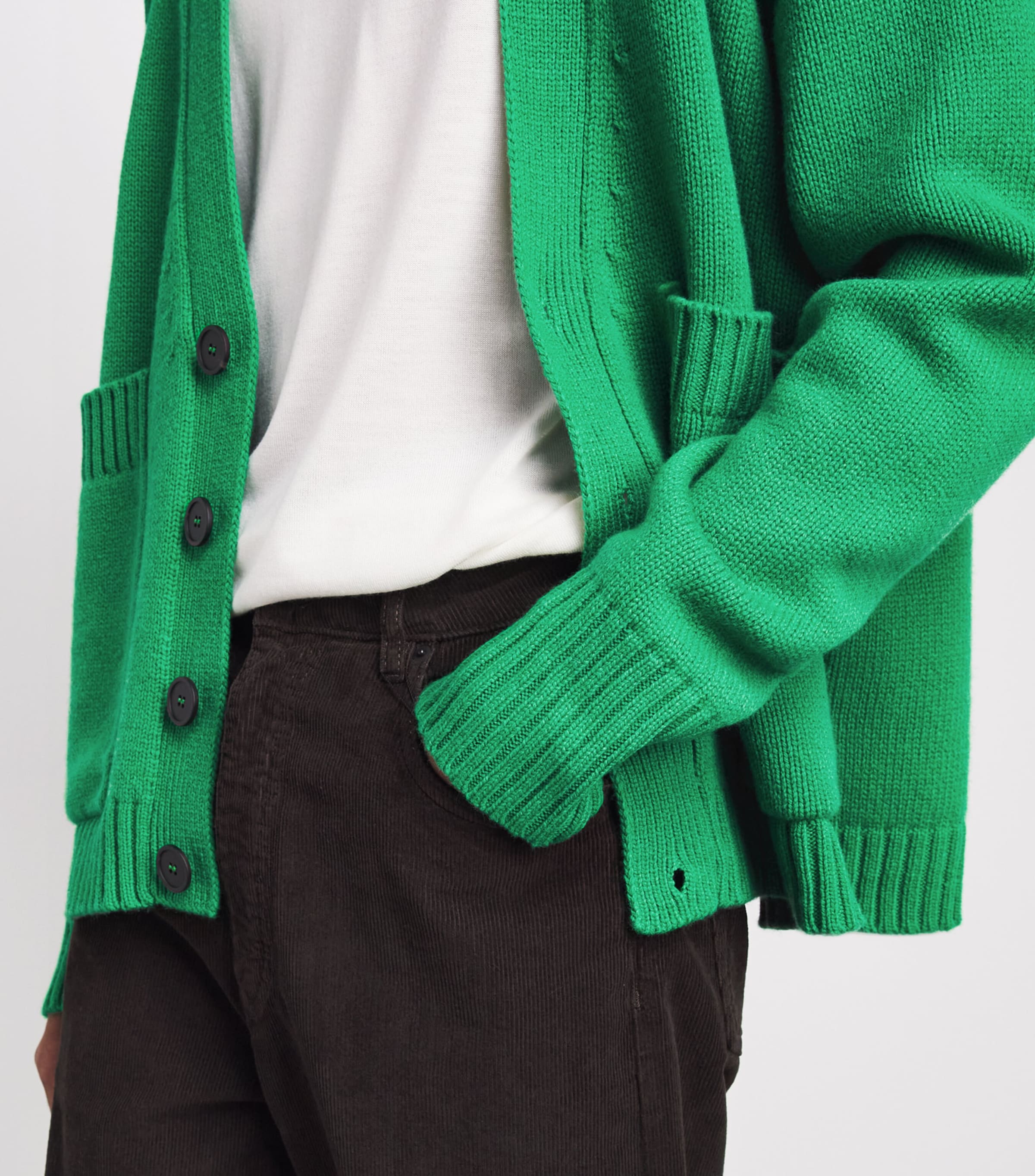 Studio Nicholson Mens Wool V-Neck Cardigan Meadow Green Image 3