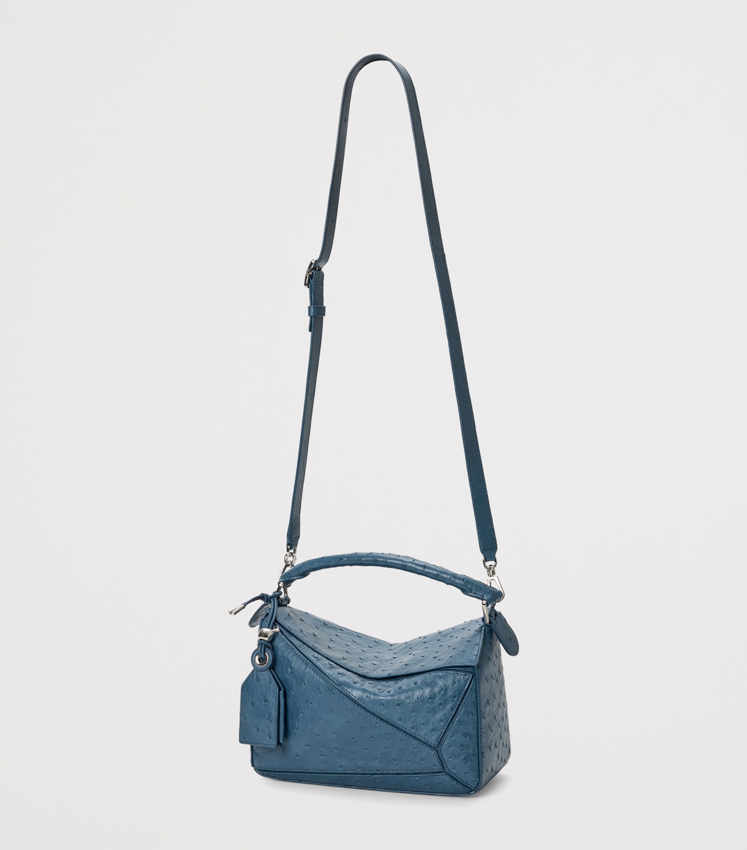 Small Leather Puzzle Top-Handle Bag DENIM Image 10