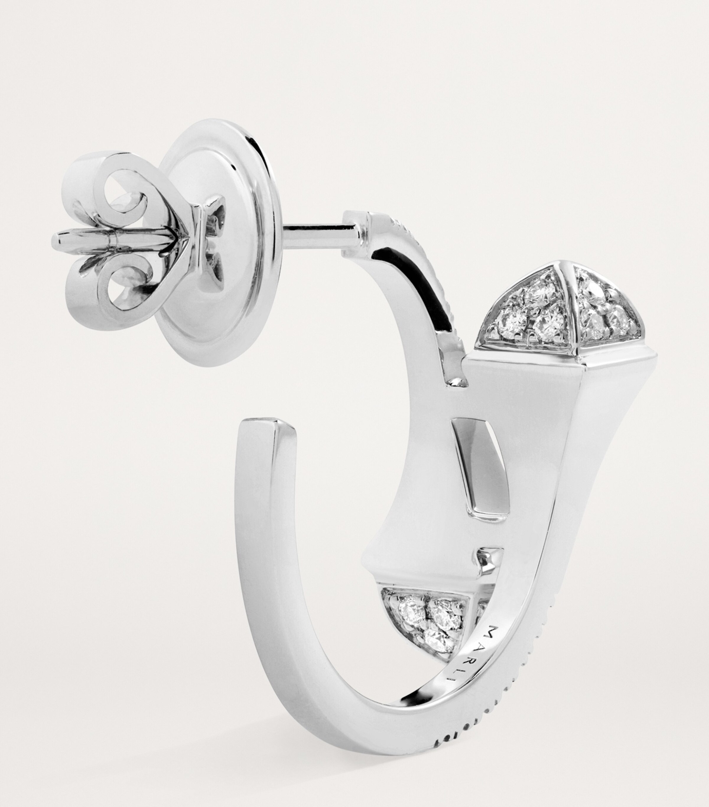 Rose Gold and Diamond Cleo Hoop Earrings WHITE GOLD Image 3