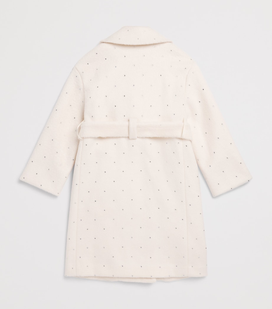 Monnalisa Rhinestone-Embellished Belted Coat (2-12 Years) Panna Image 2