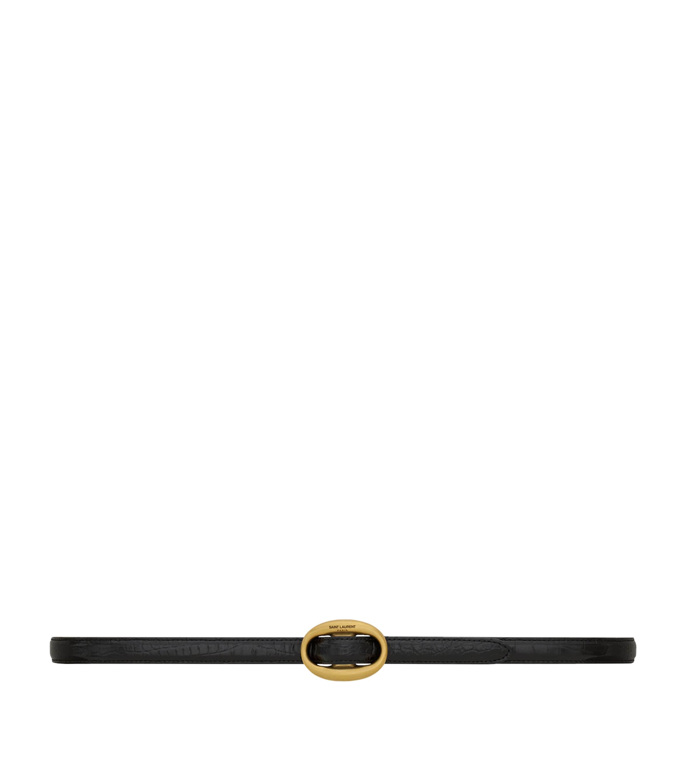 Saint Laurent Womens Leather Croc-Embossed Belt Image 1
