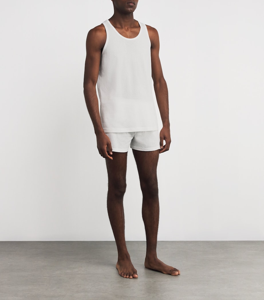Sunspel Mens Cotton Mesh Cellular Vest Whaa White Image 2