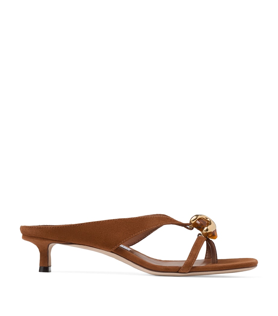 Jimmy Choo Emeristone 35 Suede Heeled Mules Tan/amber Image 1