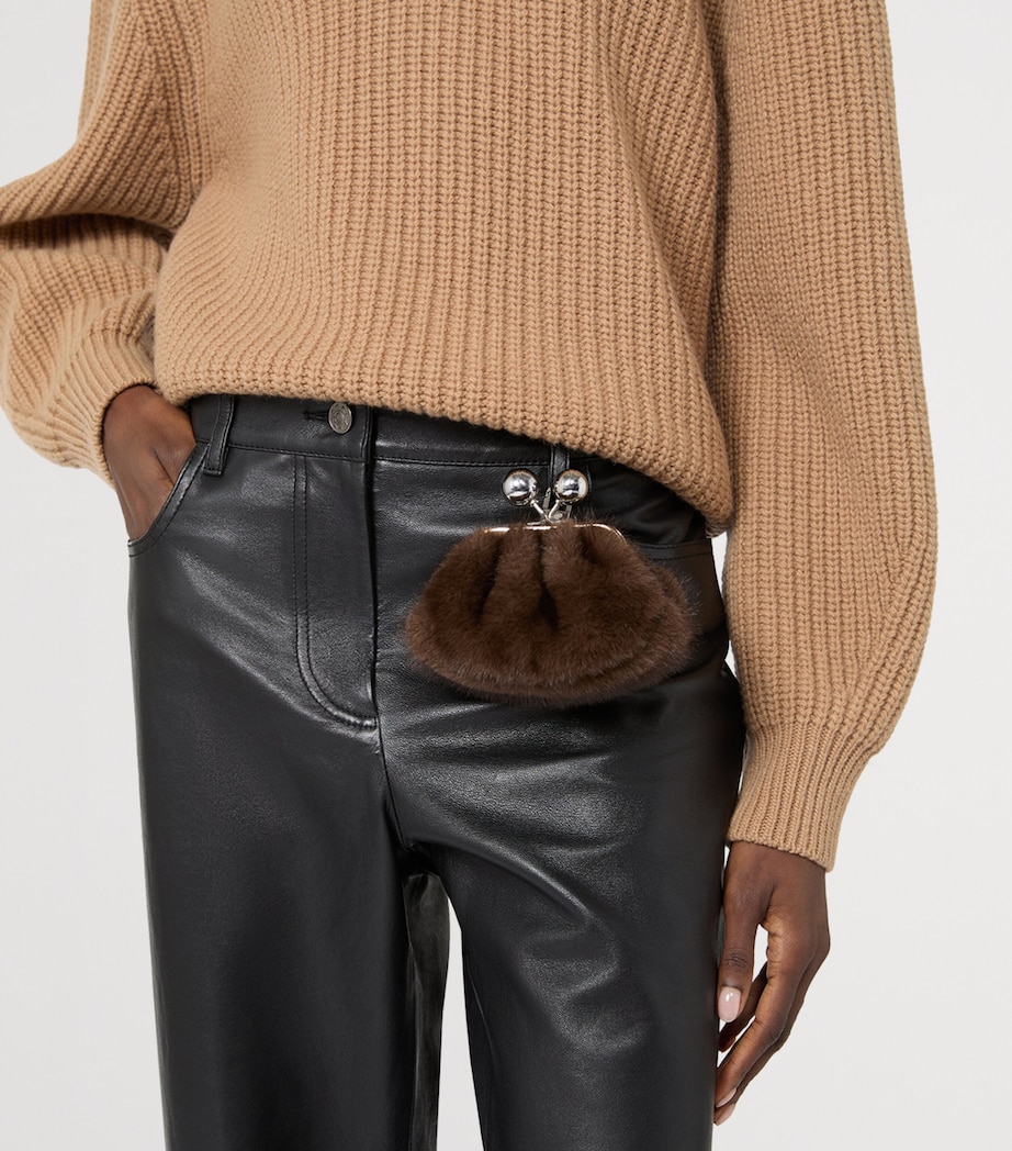 Weekend Max Mara Mini Sheepskin Pasticcino Clutch Bag Brown Image 2