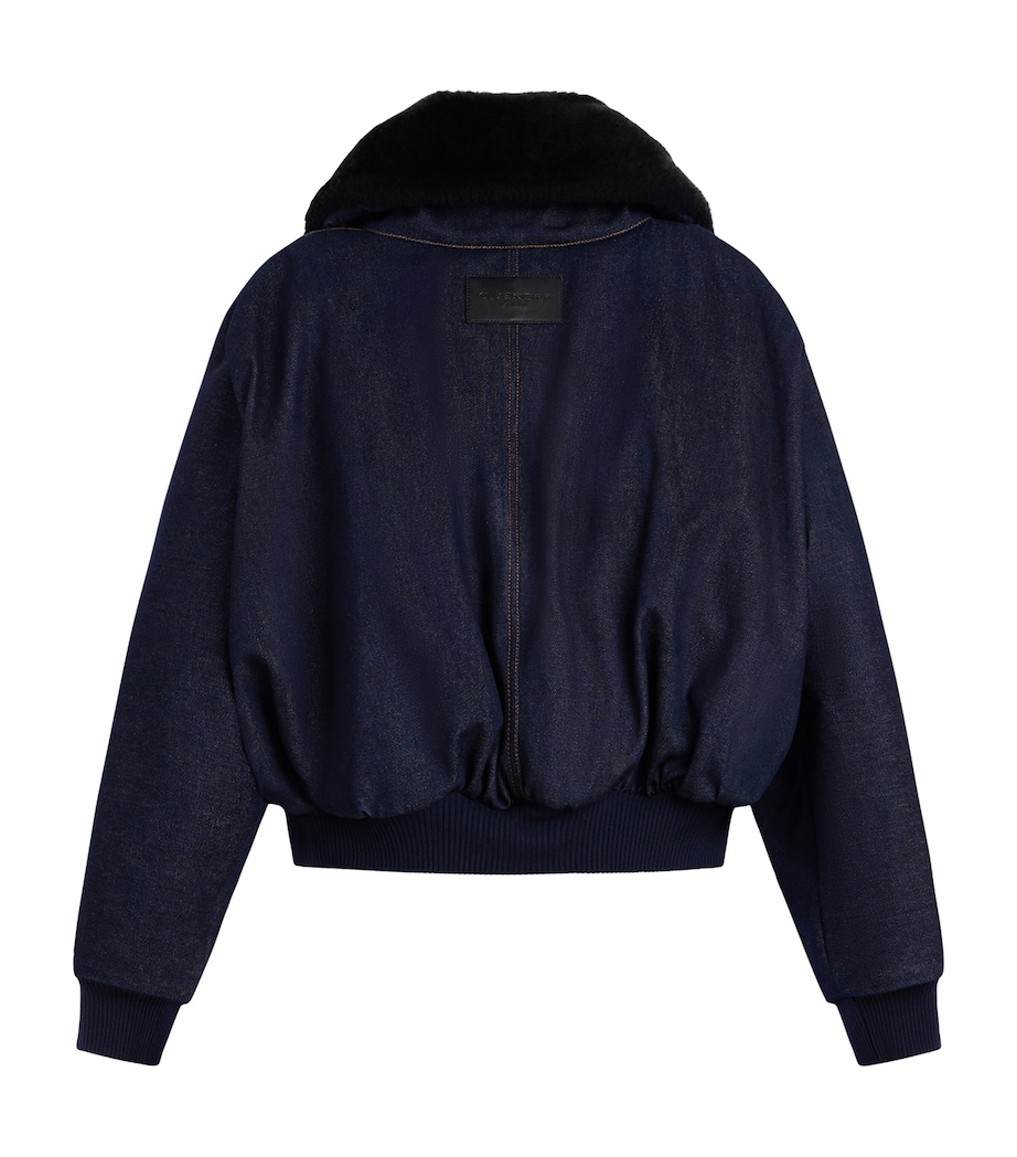 Givenchy Womens Shearling-Collar Denim Blouson Jacket Image 7